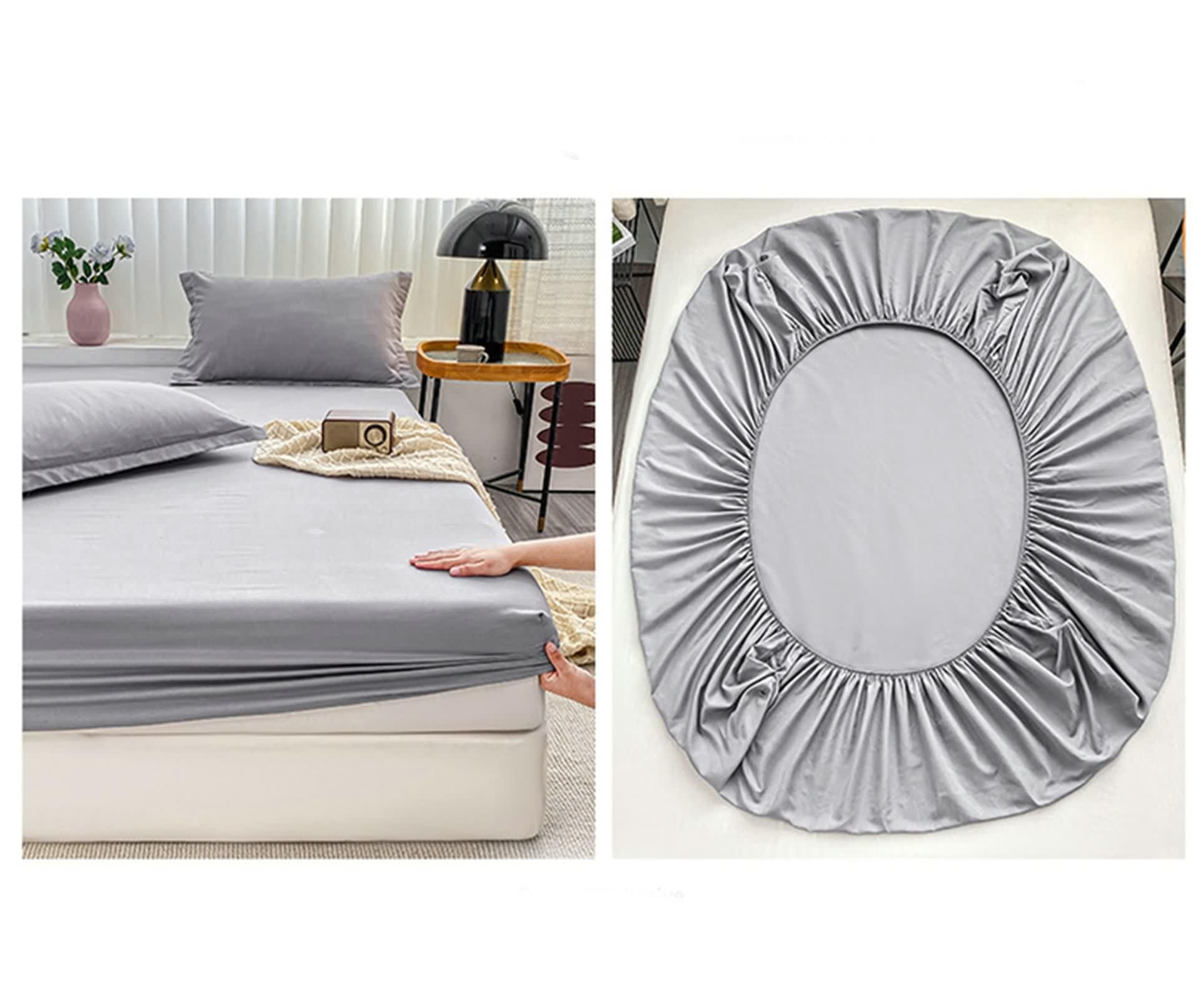 Spannbetttuch Hellgrau, Spannbetttuch 150X200 Warm Volltonfarbe Polyester Fitted Sheet Elegant