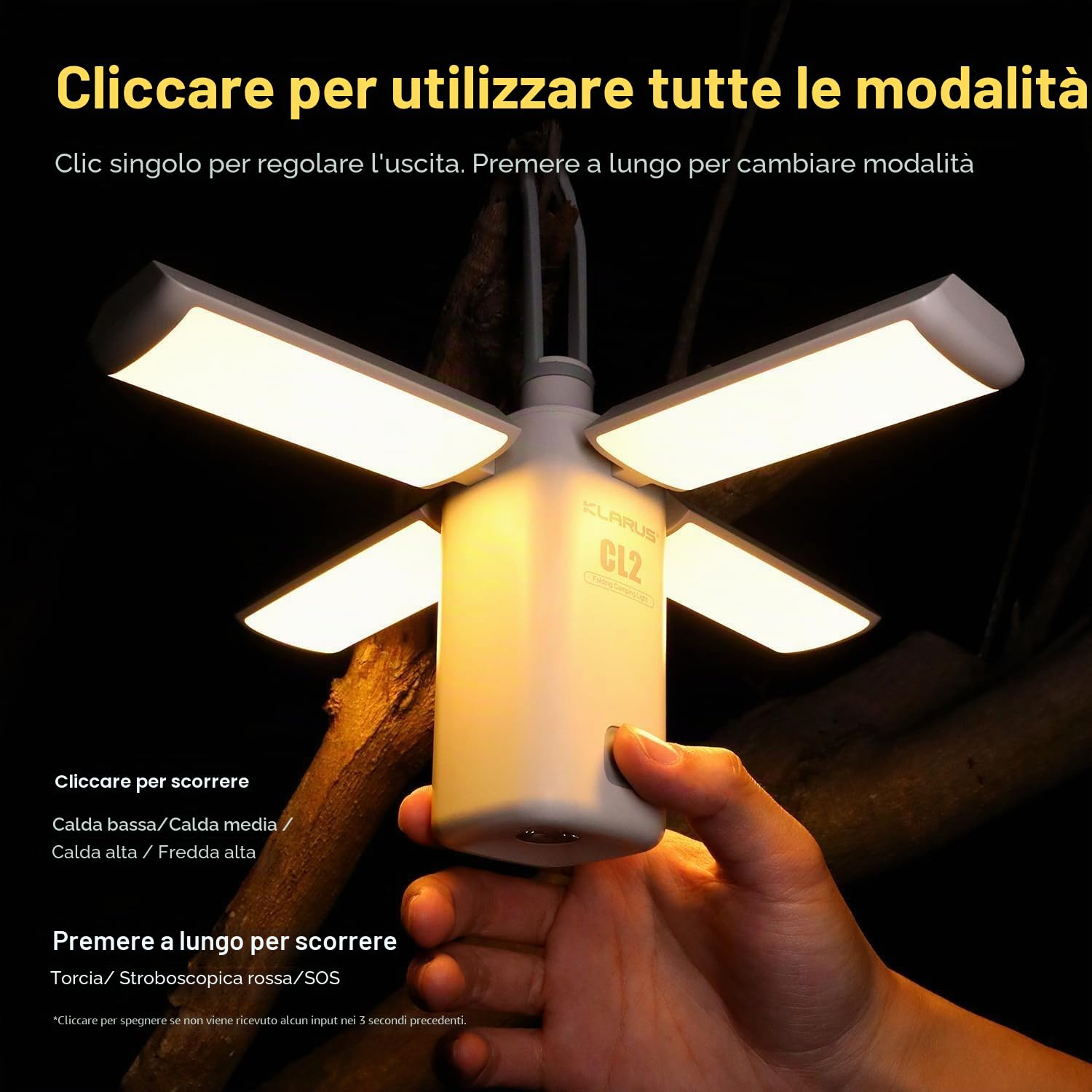 KLARUS CL2 Lampada Campeggio, 10400 mAh Lampada Led Ricaricabile, Lampada da Campeggio Pieghevole, 750 lumen, con 7 Modalità di Luce, Impermeabile IPX5