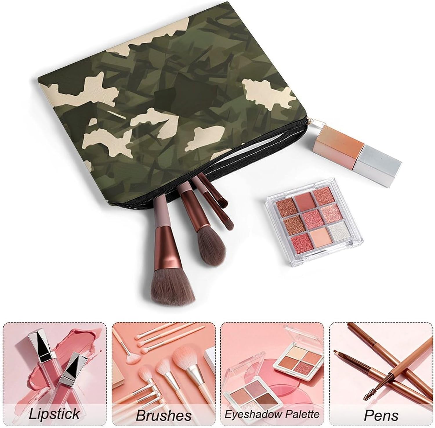 Army Camouflage Makeup Bag Small Cosmetic Pouch with Zipper image 3
