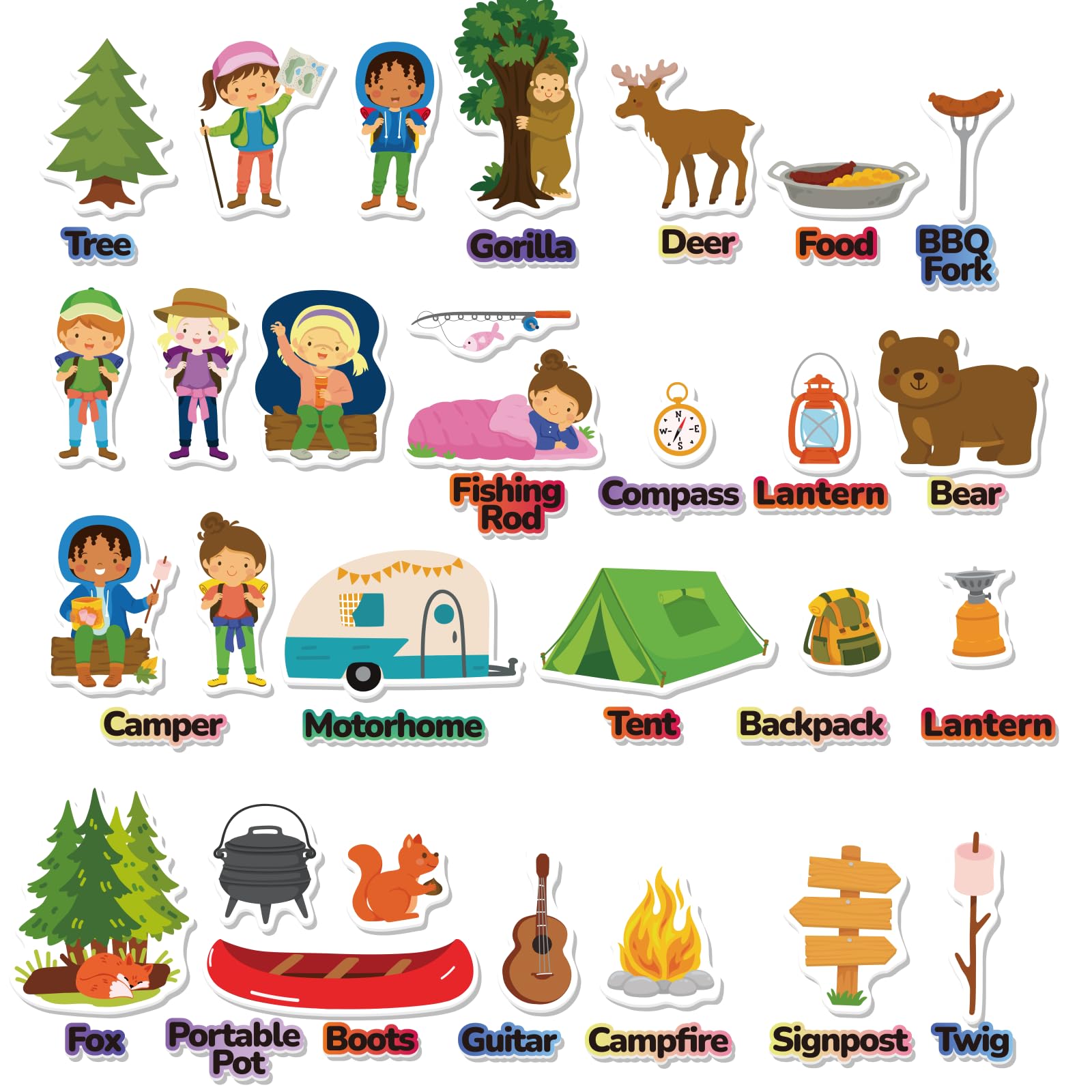 CHEFAN Camping Theme Felt Story Board Pieces, Precut Flannel Figures, Interactive Storytelling Teaching Play Kits for Toddlers, Preschool,