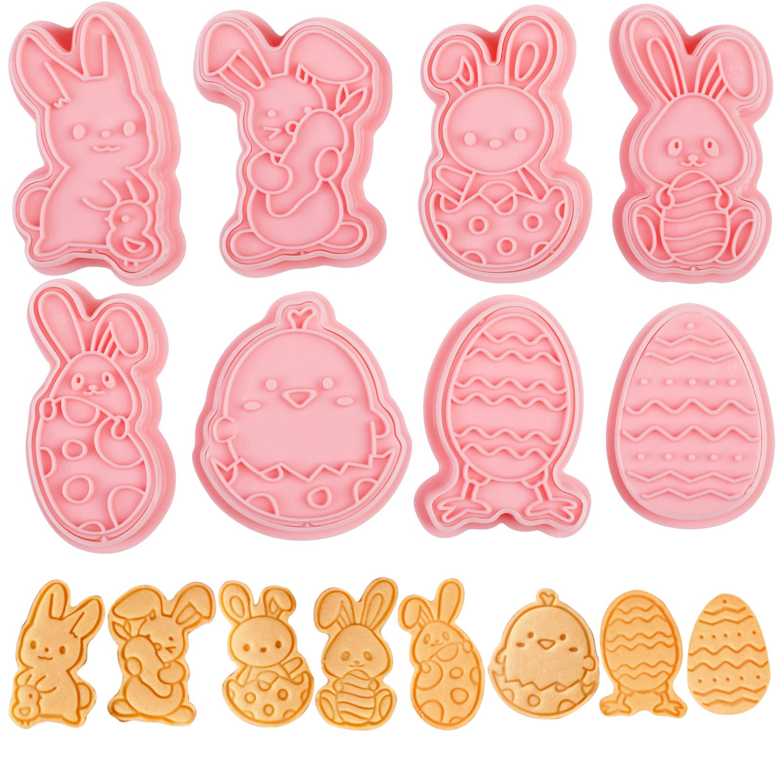 8 Emporte-Pièces 3D De Pâques | Lapins, Œufs, Fleurs | Moule à Biscuits Enfants, Alimentaire