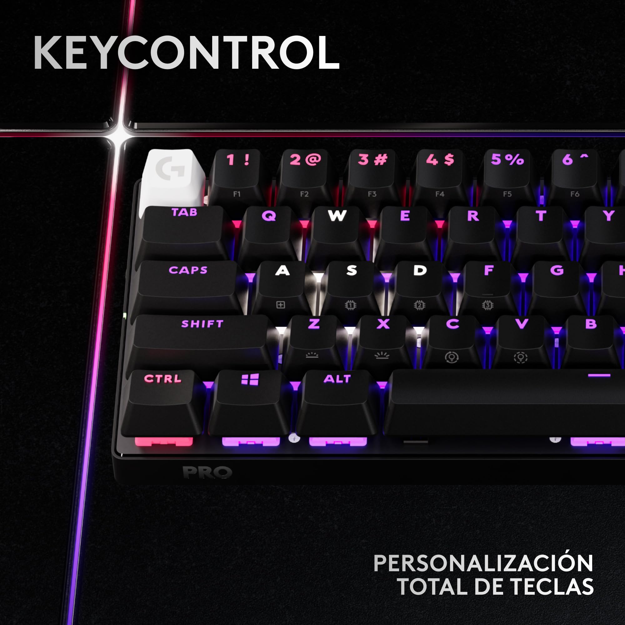 Logitech G Pro X 60% Lightspeed, Miniteclado inalámbrico para Gaming, mecánico Compacto, RGB LIGHTSYNC, Bluetooth, Teclas de PBT, interruptores ópticos GX táctiles, QWERTY US, Negro