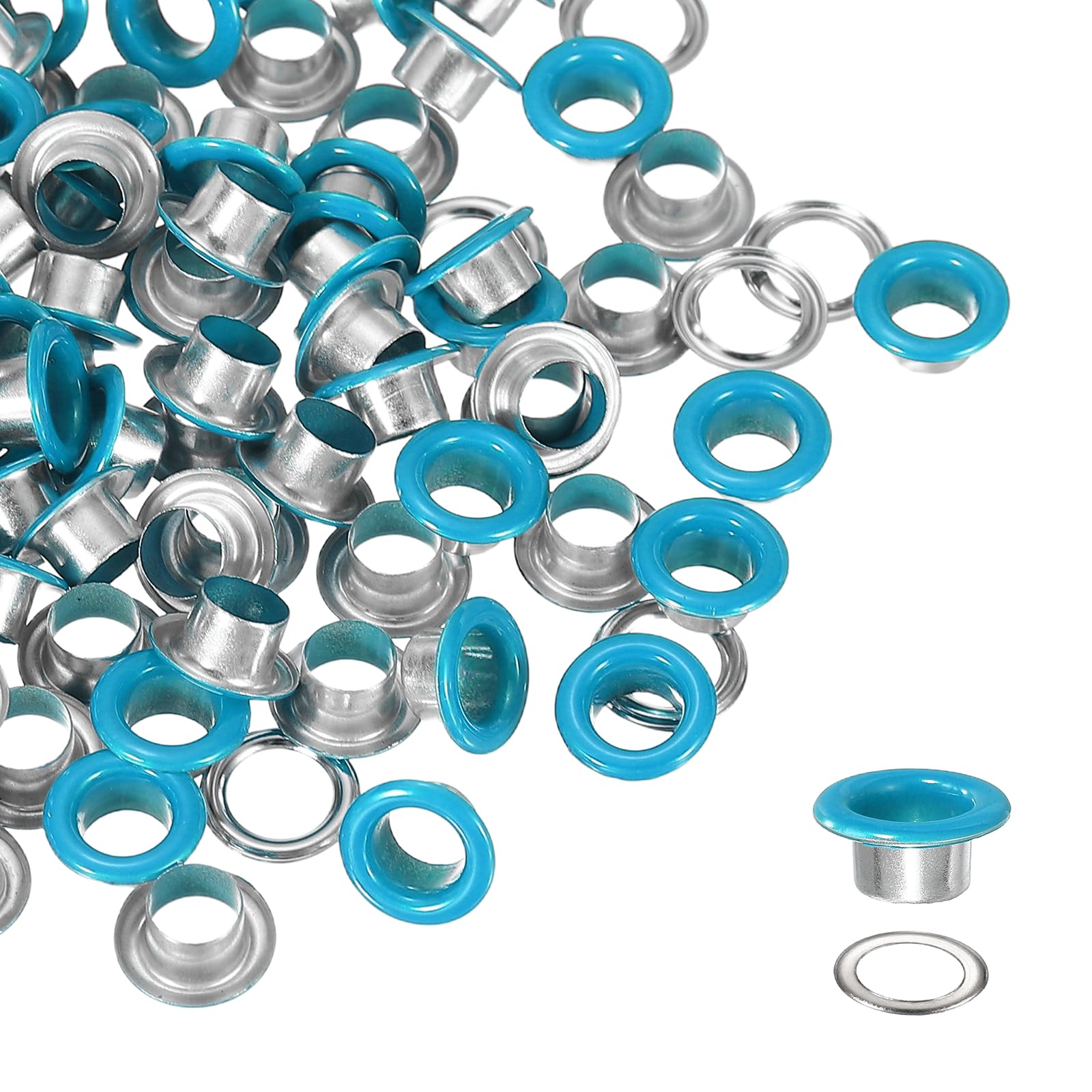 YELARXI Grommets Kit, Metal Eyelets with Washers 6mm 1/4" & 250 Set & Sky Blue