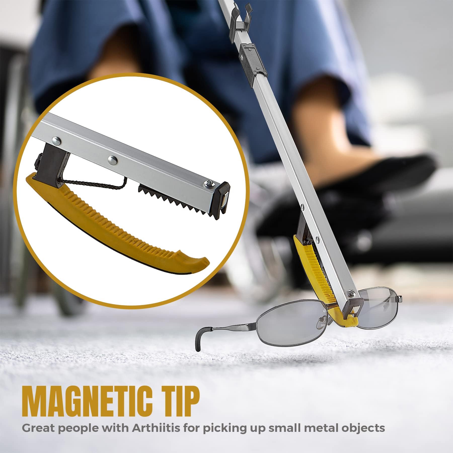 Strumento di presa Reacher Grabber MEDca – Dispositivo di presa con braccio ad artiglio largo con punta magnetica | Leggero e resistente