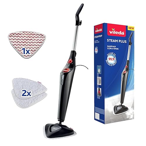 Vileda Steam PLUS con Power Pad|scopa a vapore|pulizia e igiene con il vapore|elimina fino al 99.9% dei batteri e virus|ideale per tappeti, moquette e tutti i tipi di pavimento|senza uso di detergenti - Steam Plus Power Pad