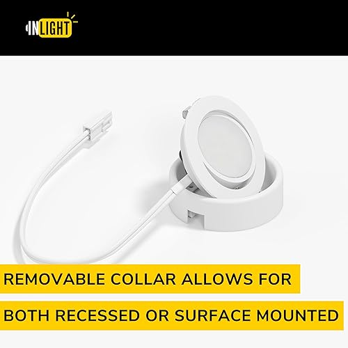 Miniatura 4 de GETINLIGHT IN-0107-1S-40 Kit de luces LED giratorias con lista ETL, diseño empotrado o de montaje en superficie, blanco brillante 4000 K, acabado