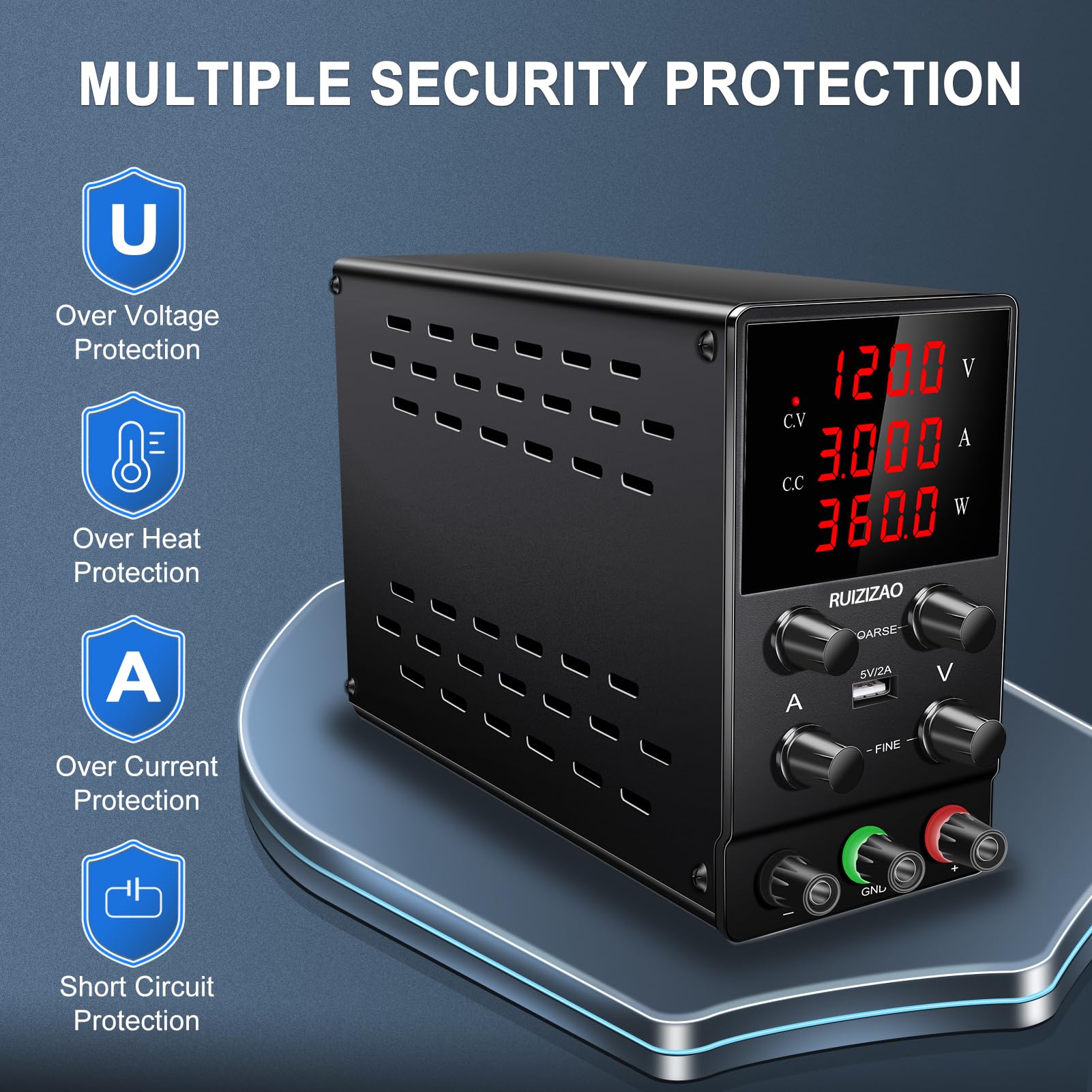 Alimentation De Laboratoire RUZIZAO 120V 3A DC Réglable - Affichage LED Précis, Port USB, Idéale Pour Arduino Et Réparation