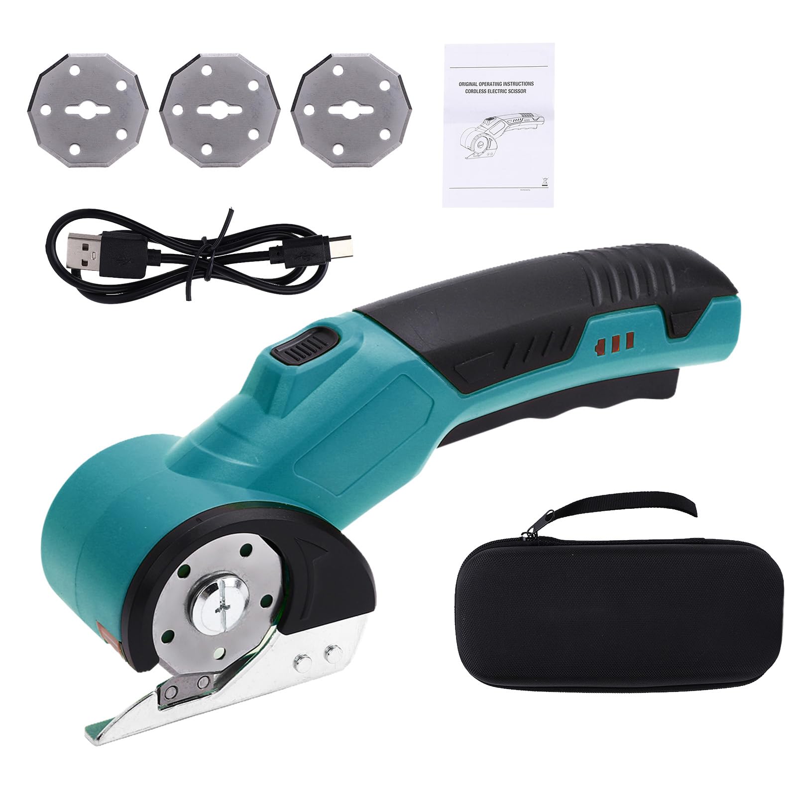 Tijeras Eléctricas Inalámbricas, Cortador Circular Recargable de 3,6 V, Tijeras de Tela con Cierre Seguridad y Luz LED, Ideal para Cortar Cuero, Alfombras y Plásticos, para Entusiastas la