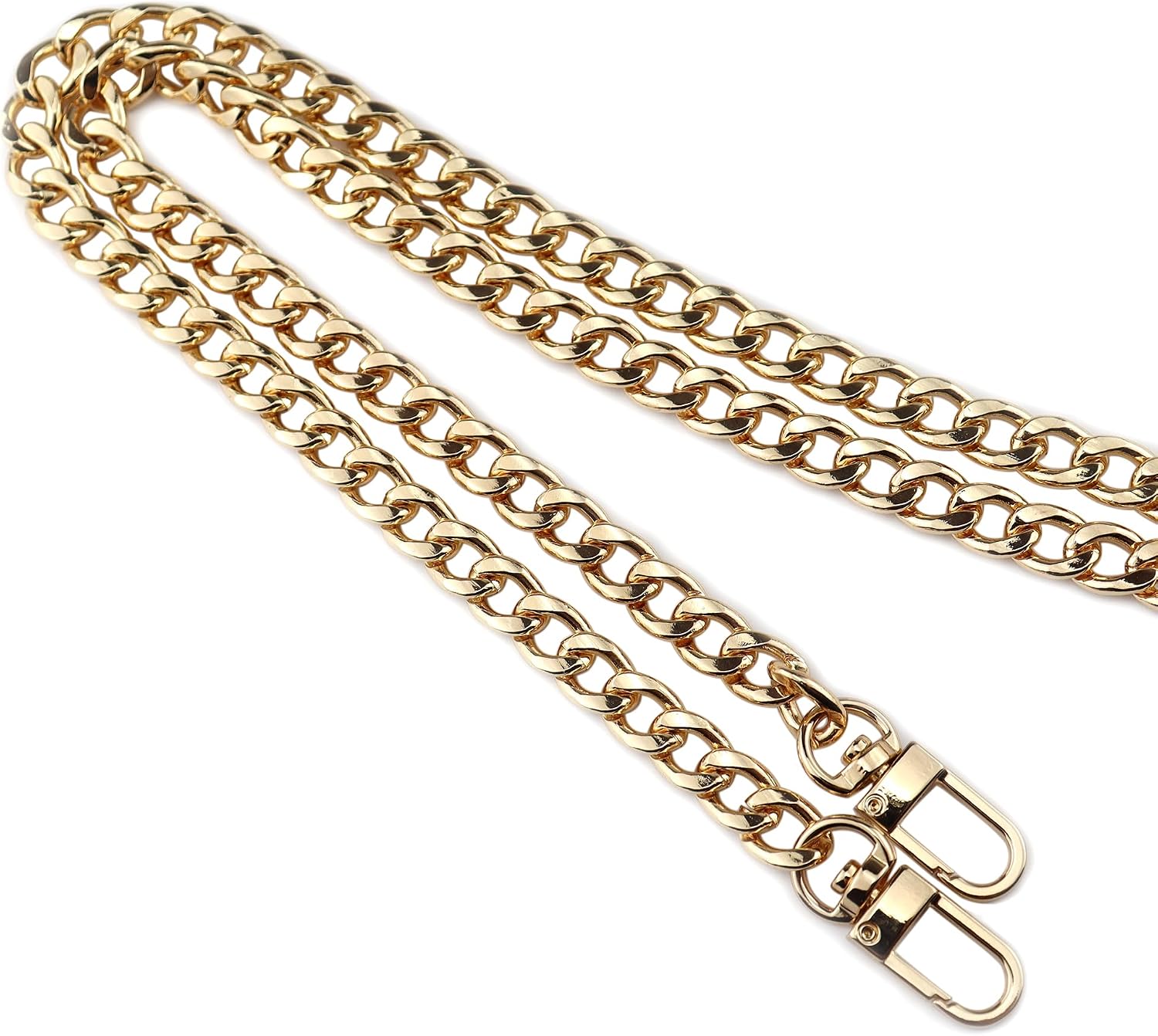HEEHEE 55.1" (140cm) Purse Chain Strap, Sturdy Flat Iron Replacement Chain with Buckles, Comfortable Shoulder Crossbody Strap for Handbags, Upscale Color Gold Tone, 1 PCS