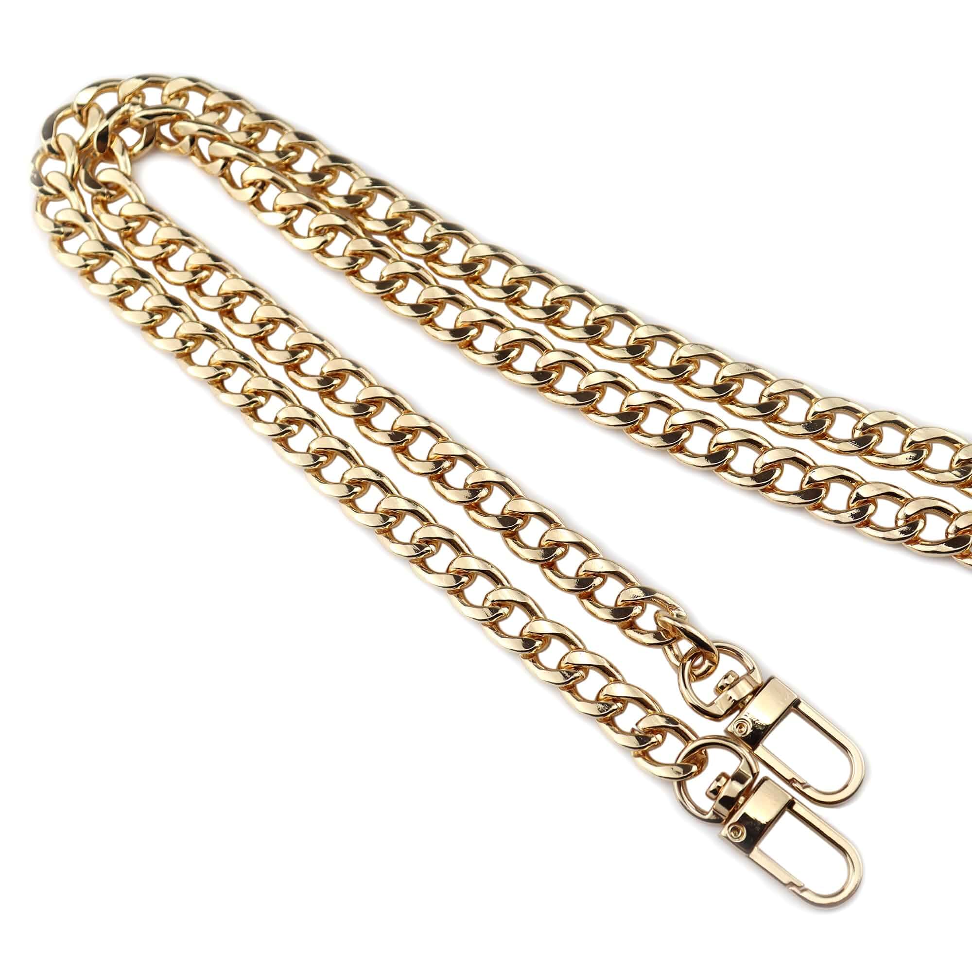 HEEHEE51.2" (130cm) Purse Chain Strap, Sturdy Flat Iron Replacement Chain with Buckles, Comfortable Shoulder Crossbody Strap for Handbags, Upscale Color Gold Tone, 1 PCS