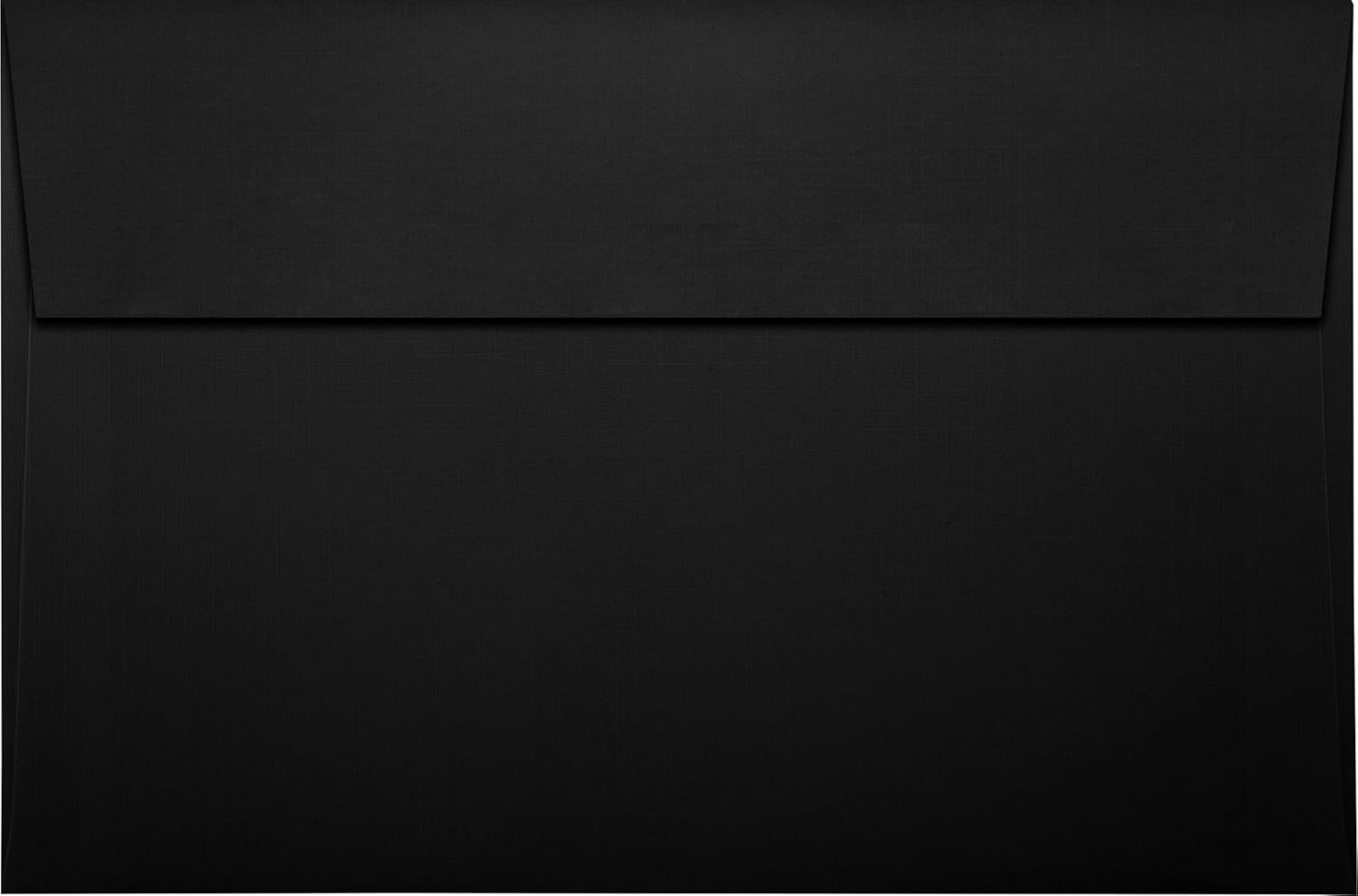 LUXPaper A9 Invitation Envelopes | Peel & Press | 5 3/4" x 8 3/4" | Black Linen| 80lb. Text | 500 Qty