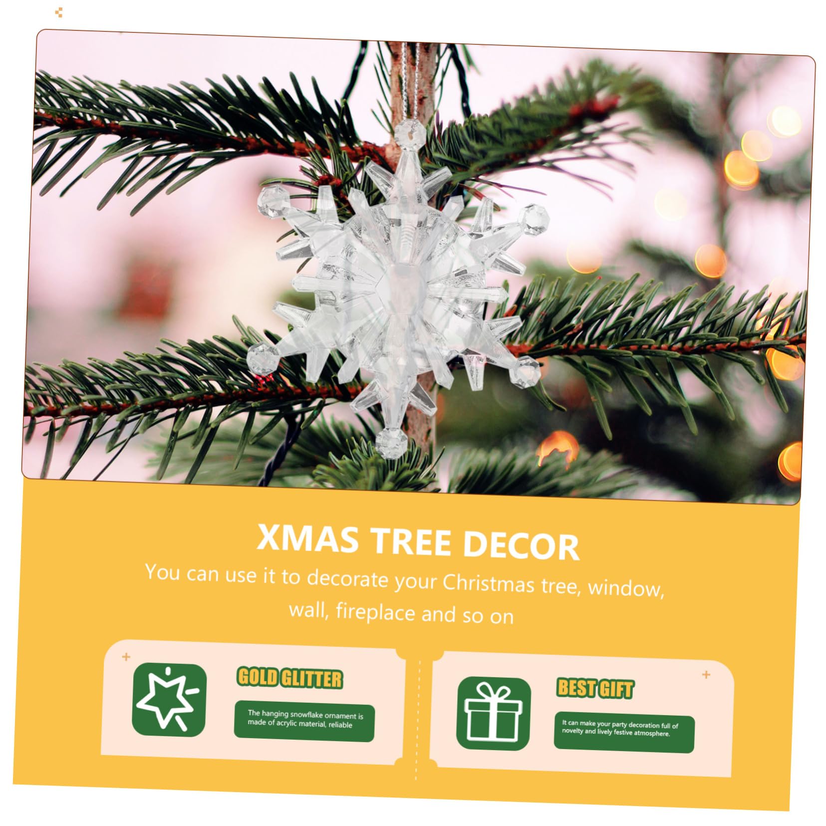 50stücke Teiliges Transparentes Acryl Schneeflocken Anhänger Weihnachtsbaum Deko Mit Aufhängeloch Für Fenster Wand Baum Christbaumschmuck Leichte Xmas Baumschmuck Outdoor Geeignet
