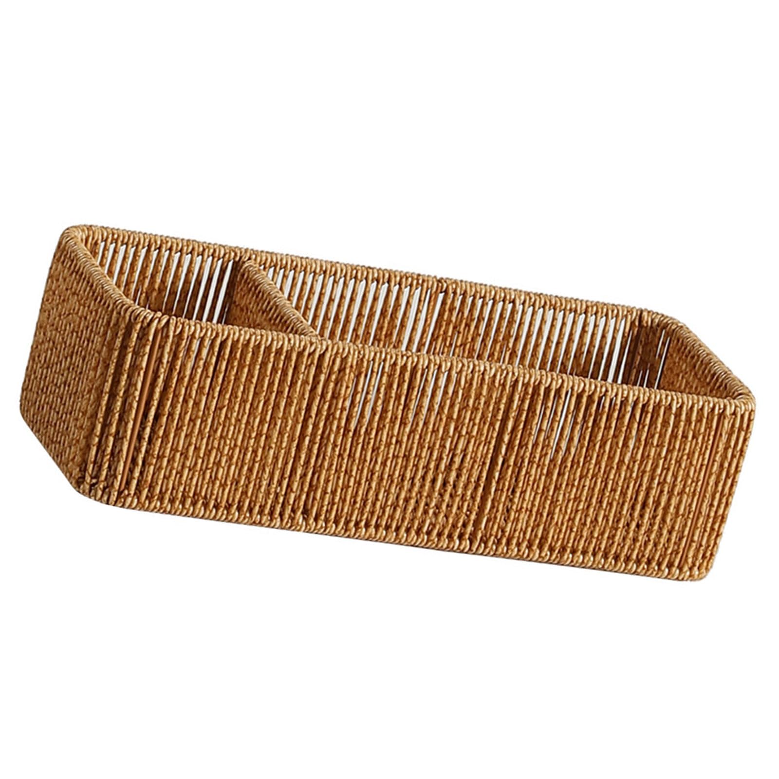 Natural Rattan Tissue Box Organizers with Multiple Compartments for Home Storage Handwoven Tissue Holder with Dividers