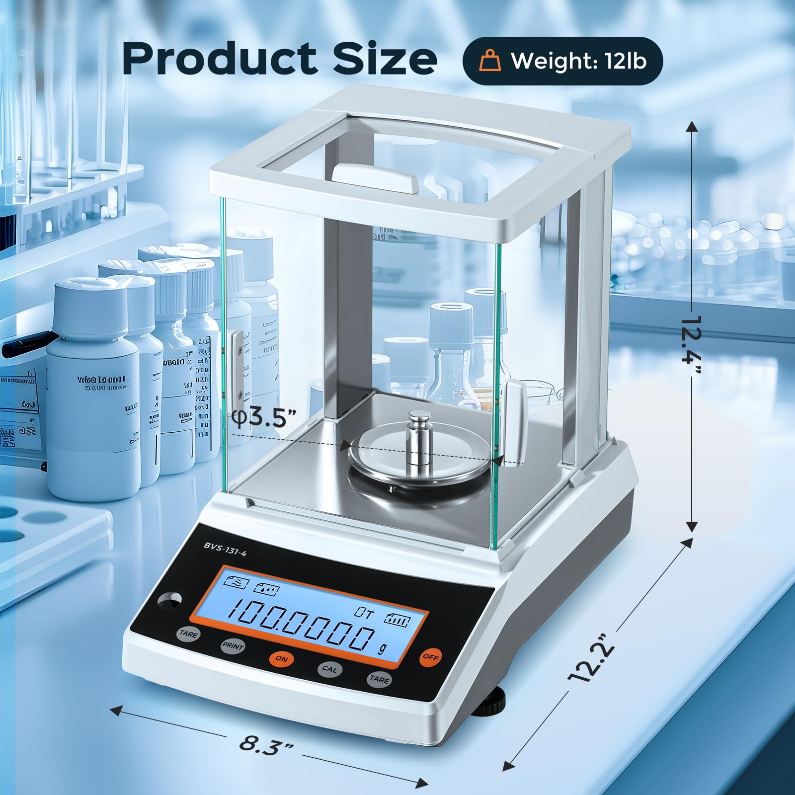 Bonvoisin Balanza analítica de 0,0001 g, báscula de laboratorio de alta precisión de 0,1 mg, escala científica electrónica para farmacia, laboratorio, joyería (120 g)