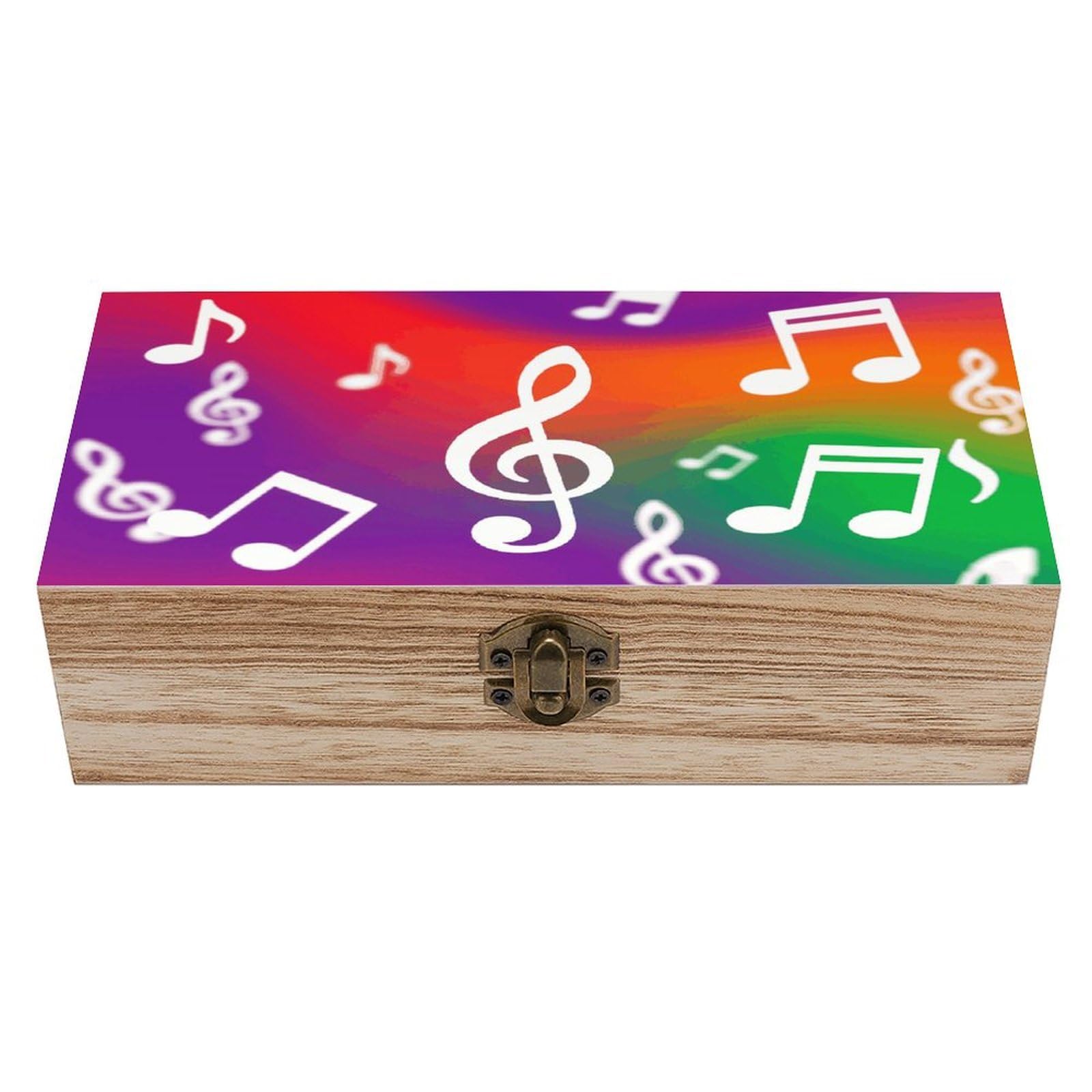 VstaDank Jumping Musical Notes Wooden Box Sturdy Vintage Storage Box with Hinged Lid Exquisite Wood Keepsake Boxes Large Jewelry Case Cute Trinket Holder Unique Gift for Men & Women