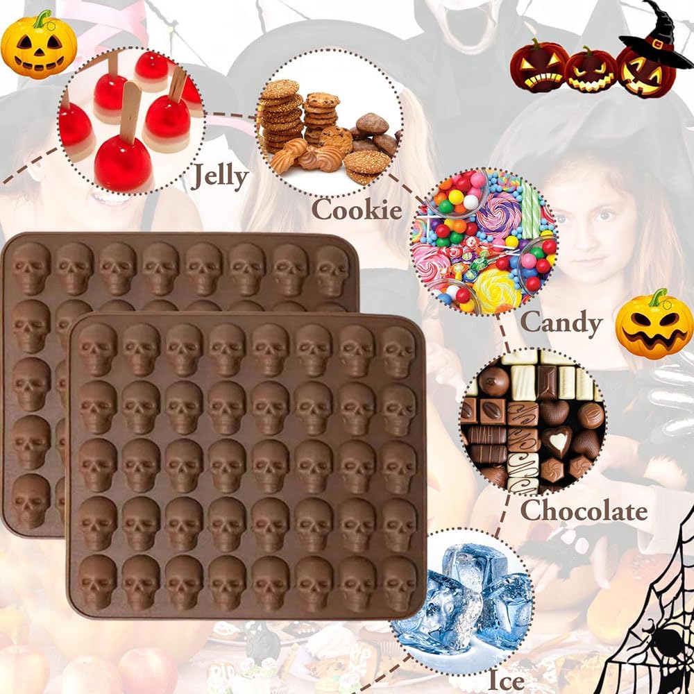 Doodshoofd siliconen vorm, 2 stuks Halloween siliconen vorm, schedel Doodshoofd siliconen vorm, 2 stuks Halloween siliconen vorm, schedel