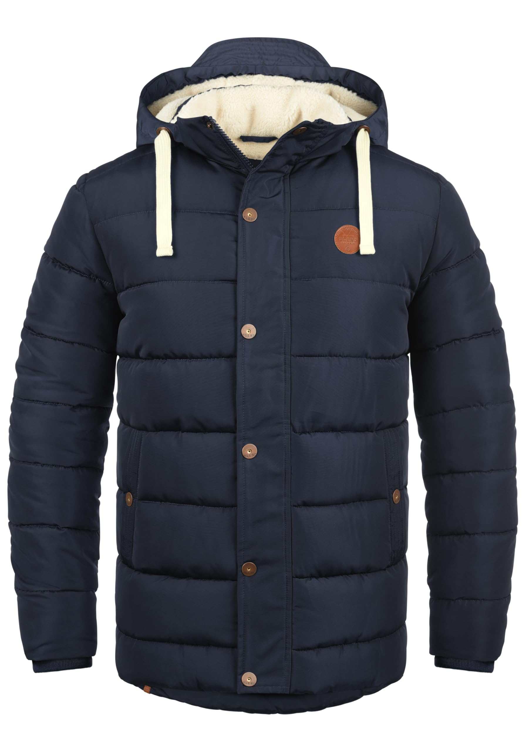 BLEND Frederic Men's Winter Jacket Outdoor Jacket with Teddy Fleece with Hood, Size:XL, Colour:Navy (70230)