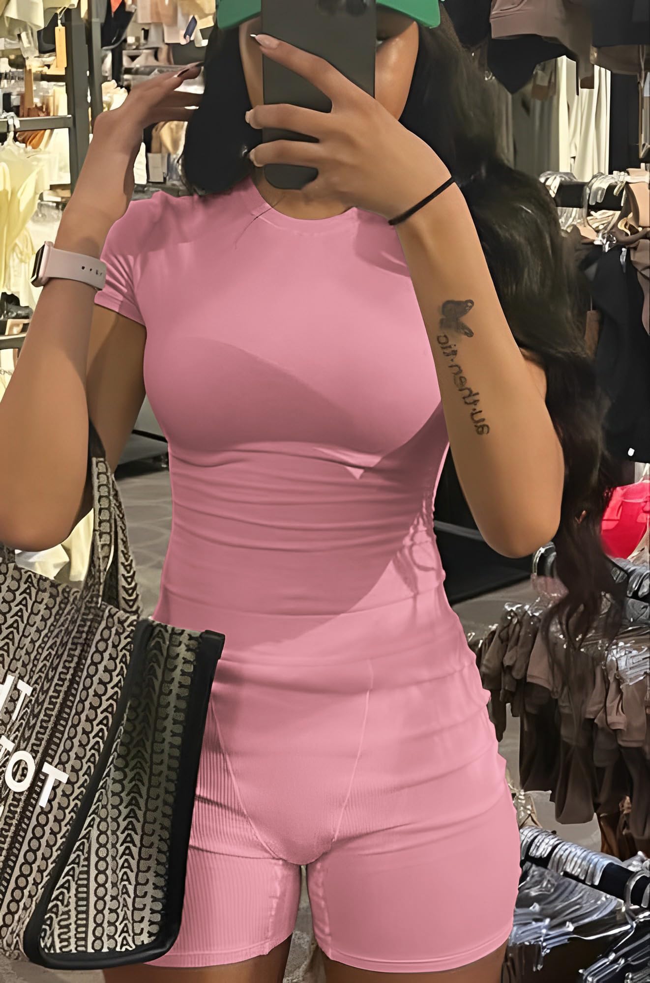 YETOWA Large Attivo, Maglia e Pantaloncini: Rosa, L Donna