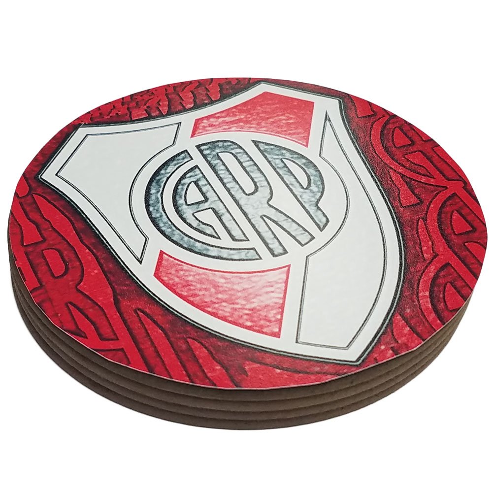 Four Round Coasters Glossy Custom Plastic Effect Argentina Futbol Soccer League