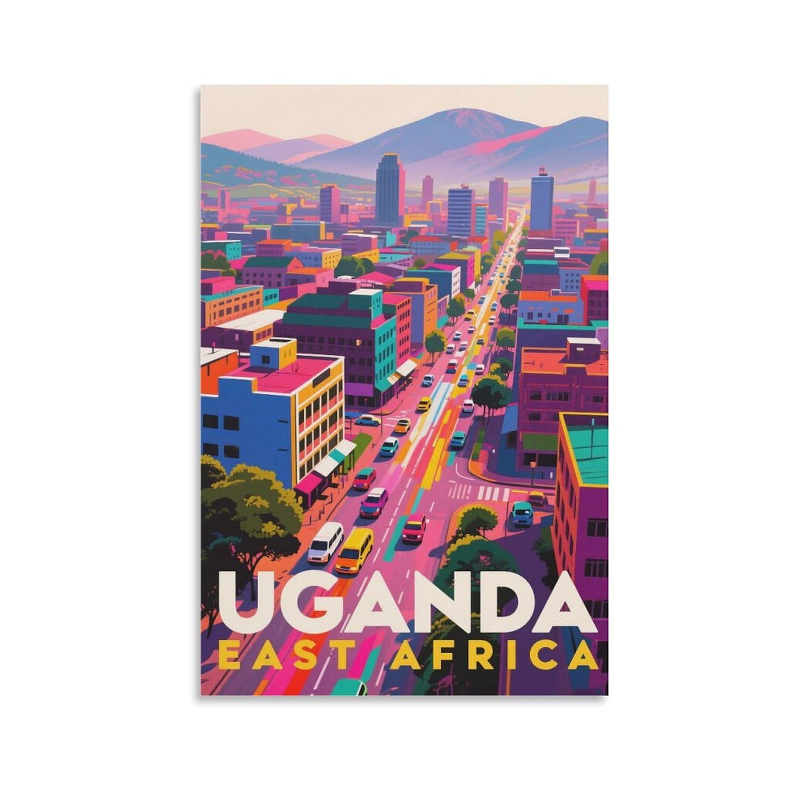 Nhgeqaa Unframe-Style Uganda East Africa Vintage Travel Posters 08X12inch(20X30cm) Canvas Wall Art Print Picture