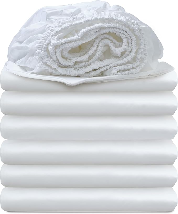 Glarea Twin Fitted Sheets Only Deep Pocket White Sheets