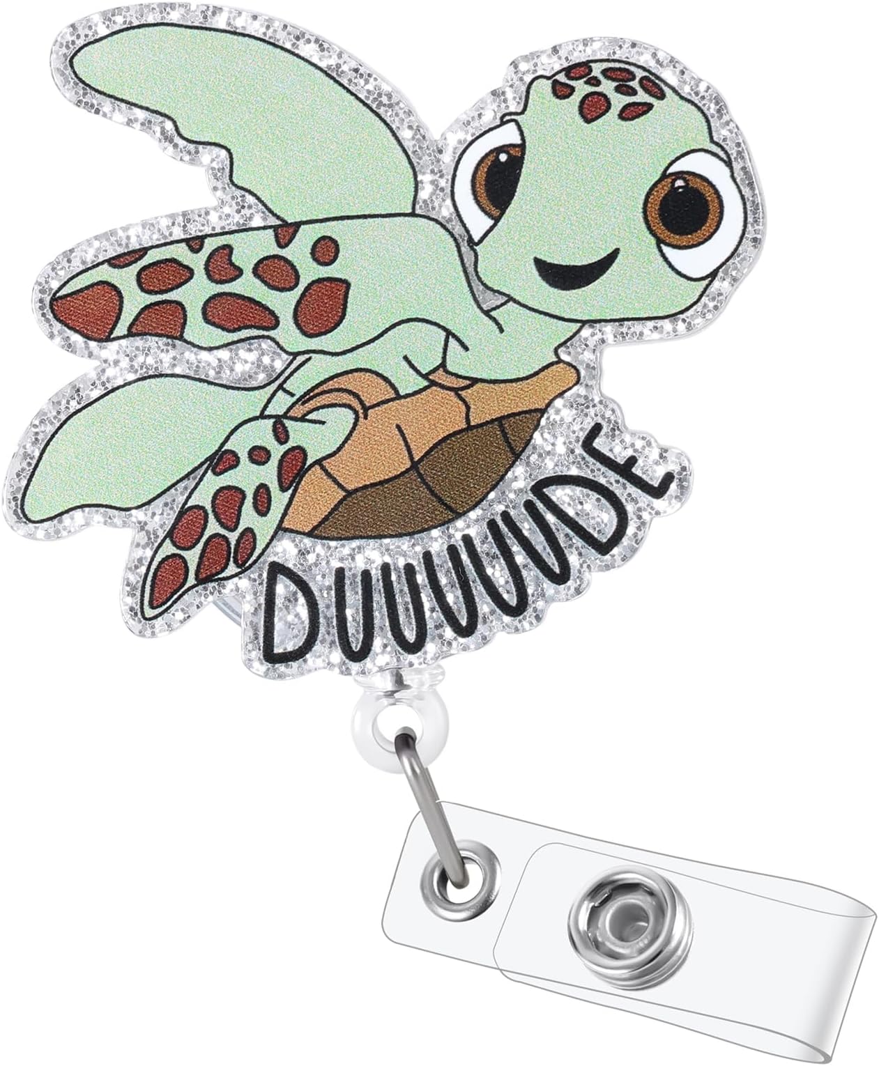 Funny Turtle Badge Reel for Nurse Doctor Medical Worker Nursing Student, Cute Acrylic Animal Pediatric Nurse Badge Holder with Alligator Clip, Retractable 24" Durable Nylon Cord