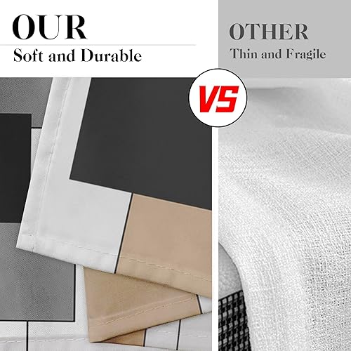 Vista 232 de Cortinas geométricas de cocina negras y grises de 63 pulgadas de largo, juego de 2, cortinas grises y blancas para dormitorio, sala de estar, Gris