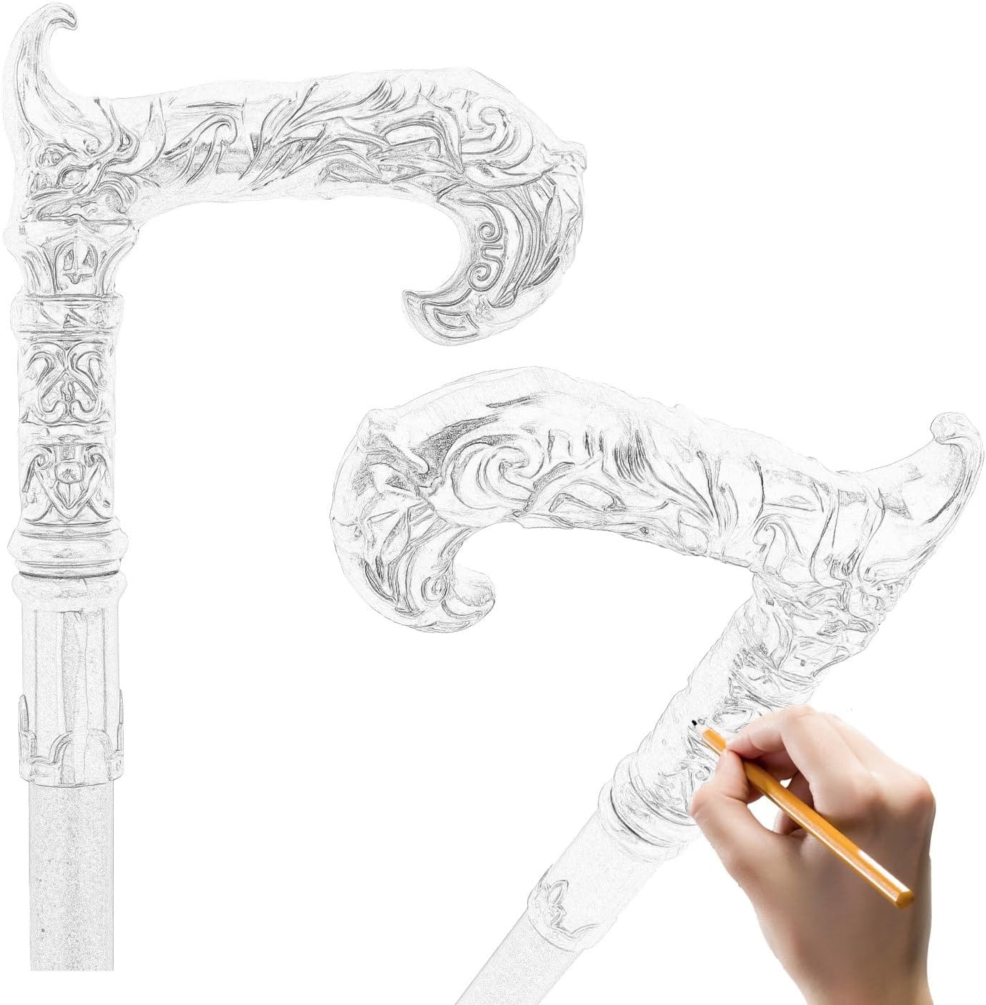 Flower Hook Walking Cane, Luxury Men Womens Walking Stick, Removable Anti Slip Scepter Cospaly Vintage Party 92cm
