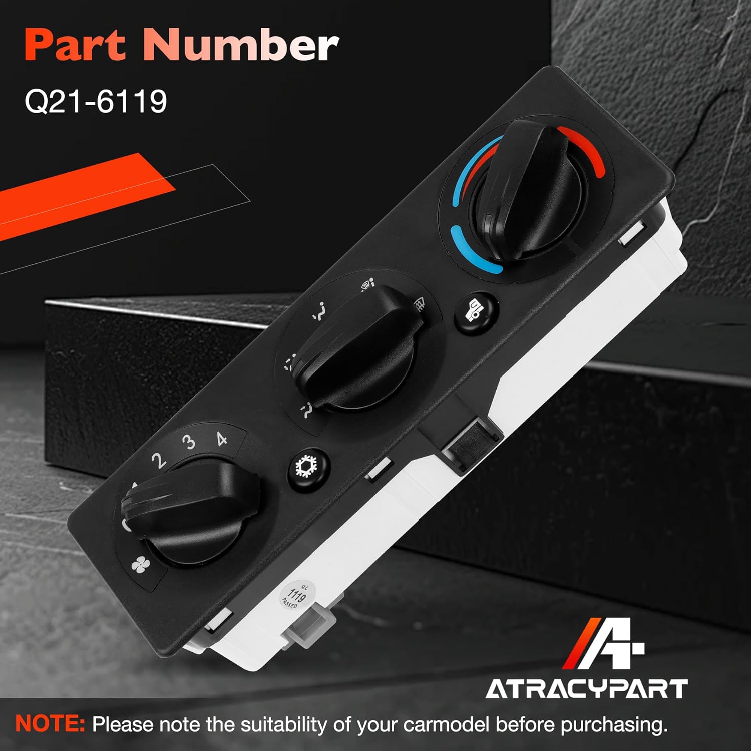 Q21-6119 HV/AC Climate Control Module A/C Heater Air Conditioning Panel, Compatible with Peterbilt Trucks 337 348 389 Replace# Q216119 Temperature Control Module