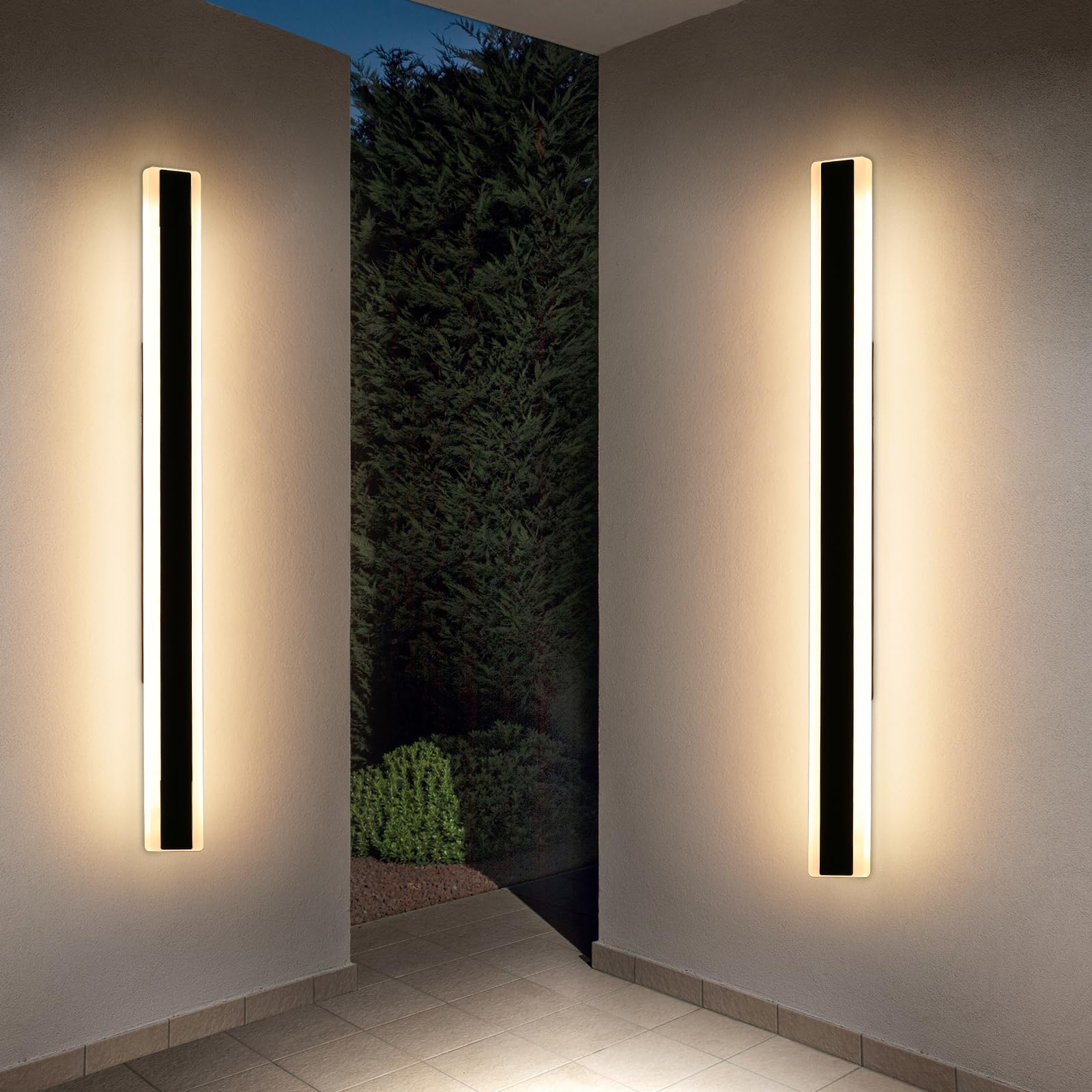 Mikeru 40CM Black Wall Lights, 2Packs Modern Acrylic Wall Light 3000K/4500K/6500K 3 Color Hard Wired Outside Light Wall Mounted Light for Lighting in Front of Mirrors, Garden Decoration — view 28