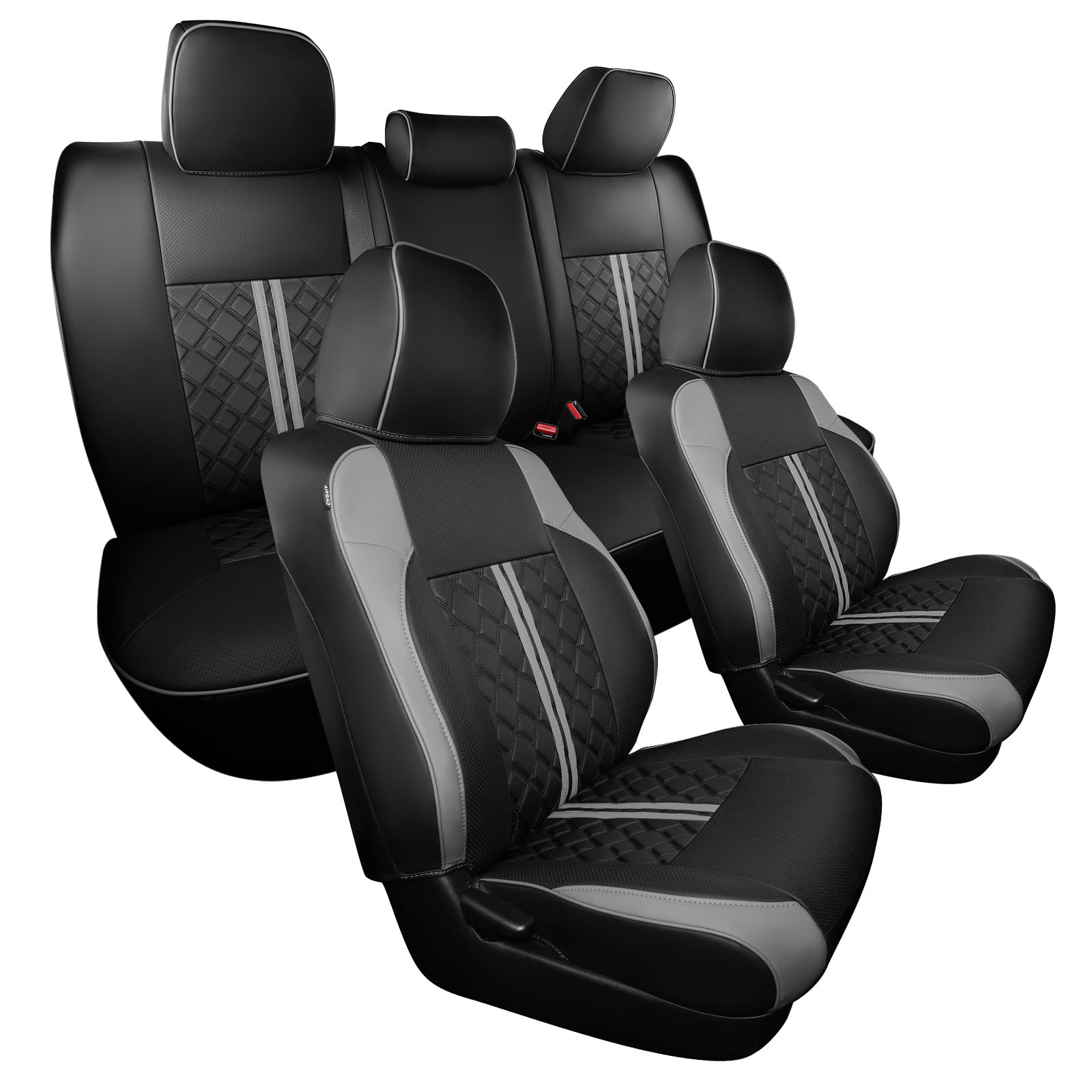 RIDEPOSH Custom Seat Covers for Tacoma 4th Gen 2024 2025 Double Cab SR5/TRD Sport/TRD Off-Road/SR Full Set with Console Covers, Waterproof Leather Back and Front Seat Protectors Black Grey: Black Grey Tacoma 2016-2023 Double Cab Full Set