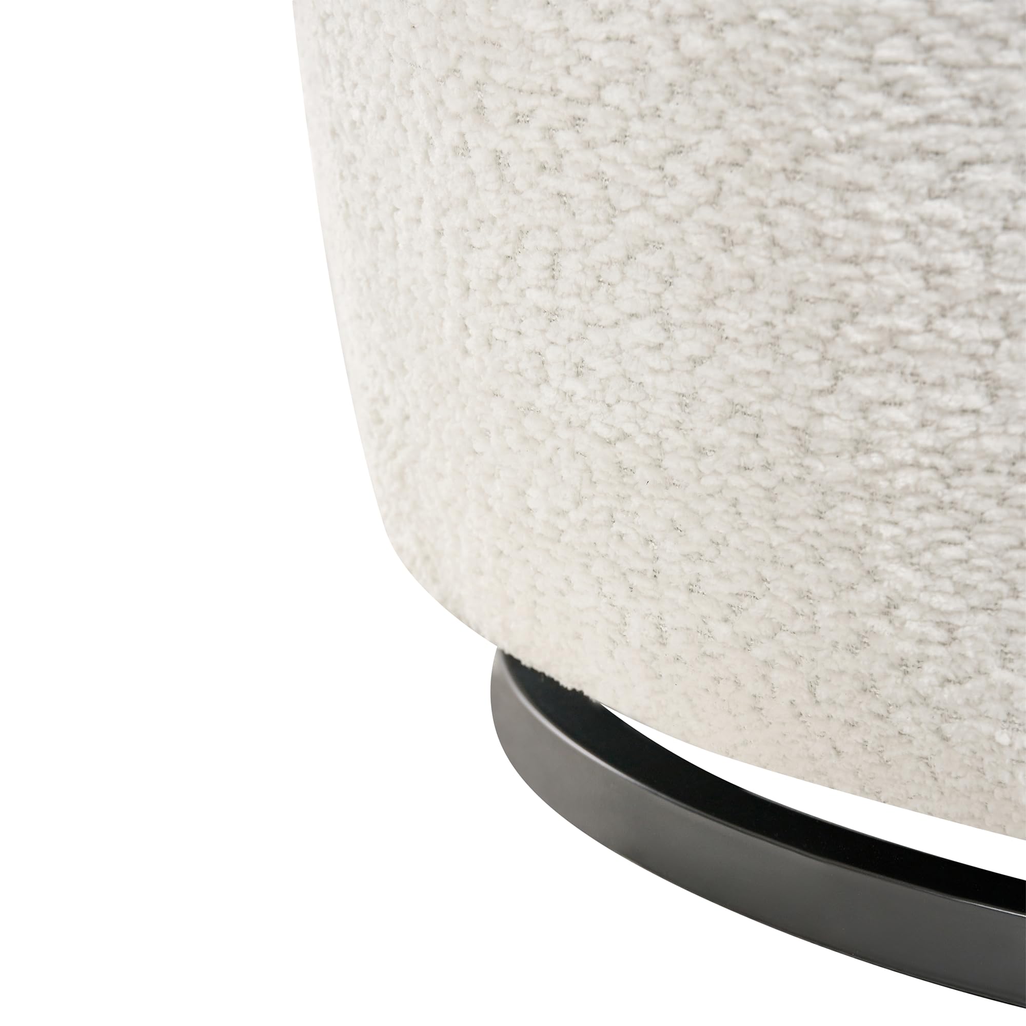 Beliani Sillón Giratorio Moderno con tapizado de Chenilla reposabrazos y Asiento Ancho salón Blanco Crema Kuolpa