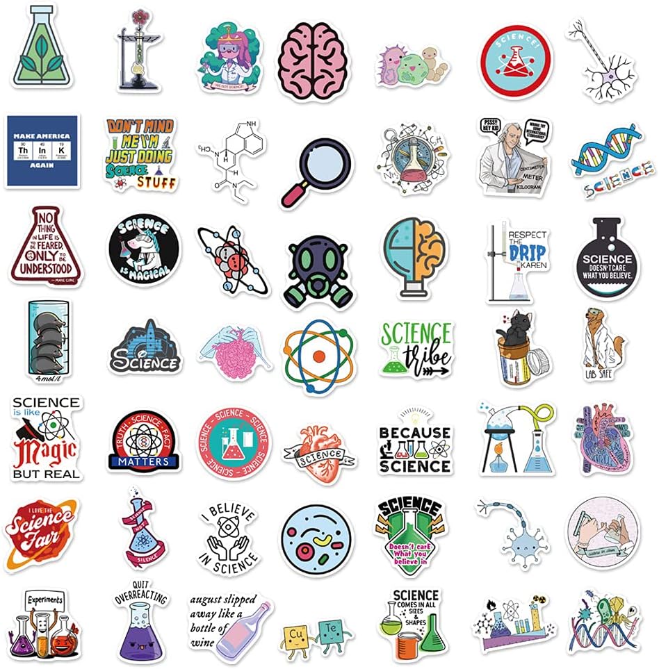100pcs Laboratory Physics Chemistry Graffiti Stickers Science for Suitcase Skateboard Guitar Travel Case Door Decals Water Bottle Laptop Luggage Car Bike Clings Super Waterproof (Laboratory)