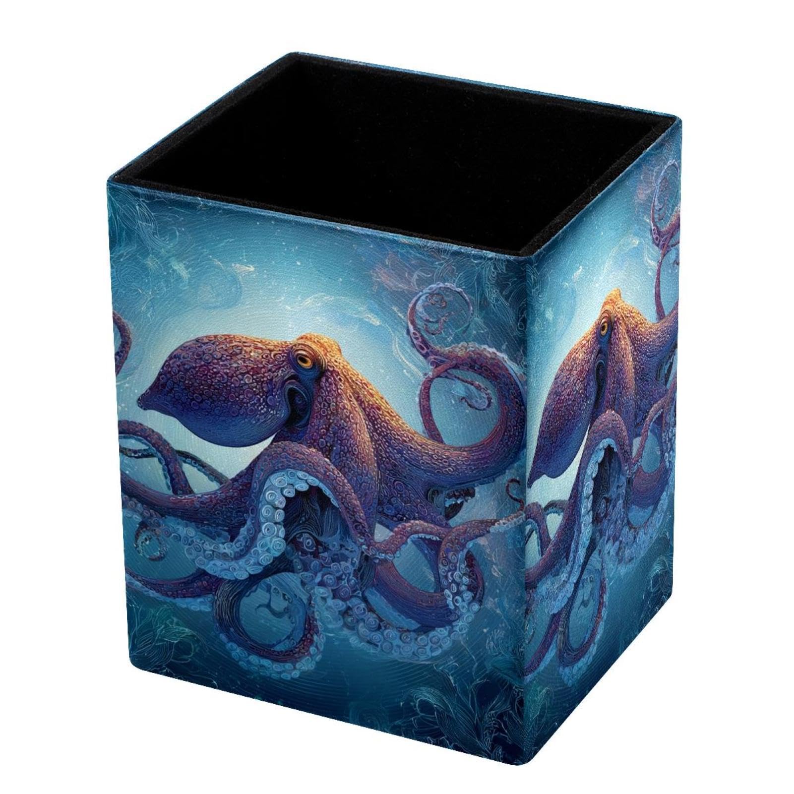 VAPOKF Pencil Holders for Desk, octopus Printed Pen Holders Pen Pot Makeup Brushes Storage Desktop Stationery Supplies Organiser for Home Office