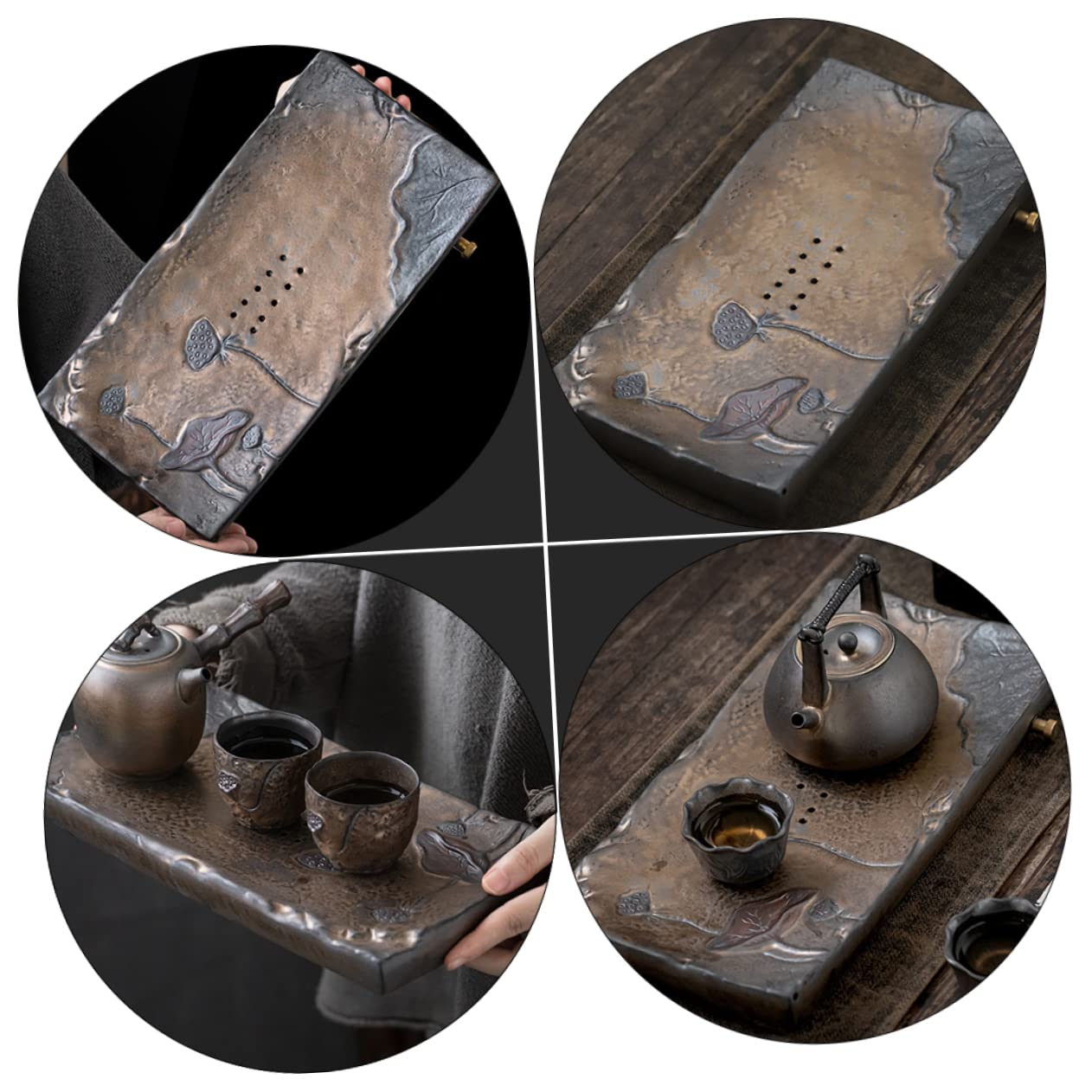 BESTonZON Taca Do Herbaty Taca Do Robienia Herbaty Uchwyt Na Filiżankę Herbaty Ceramiczna Taca Do Serwowania Herbaty Ozdobny Stolik Do Herbaty Bandejas Decorativas Antyczny Ceramika Kubek