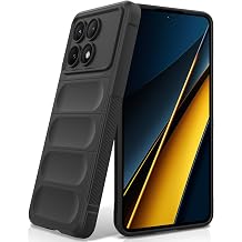 Case Compatible with Xiaomi Poco X6 Pro 5G Shockproof Wave Pattern Scratch-Resistant Soft Microfibre Lining All-Round Protection Protective Case with Camera Protection Black