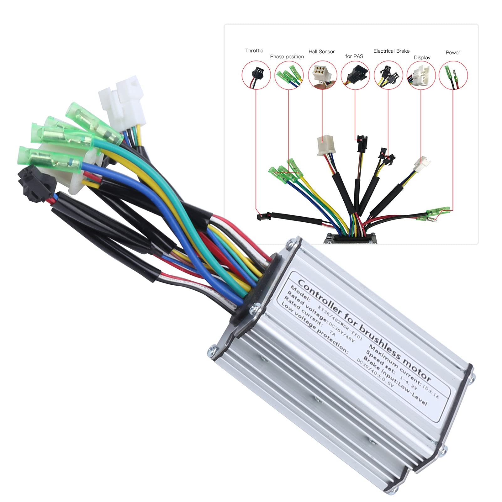 Brushless Motor Controller, 36V/48V 250W Electric Motor Brushless Controller Kit, Speed Controller - Image 2