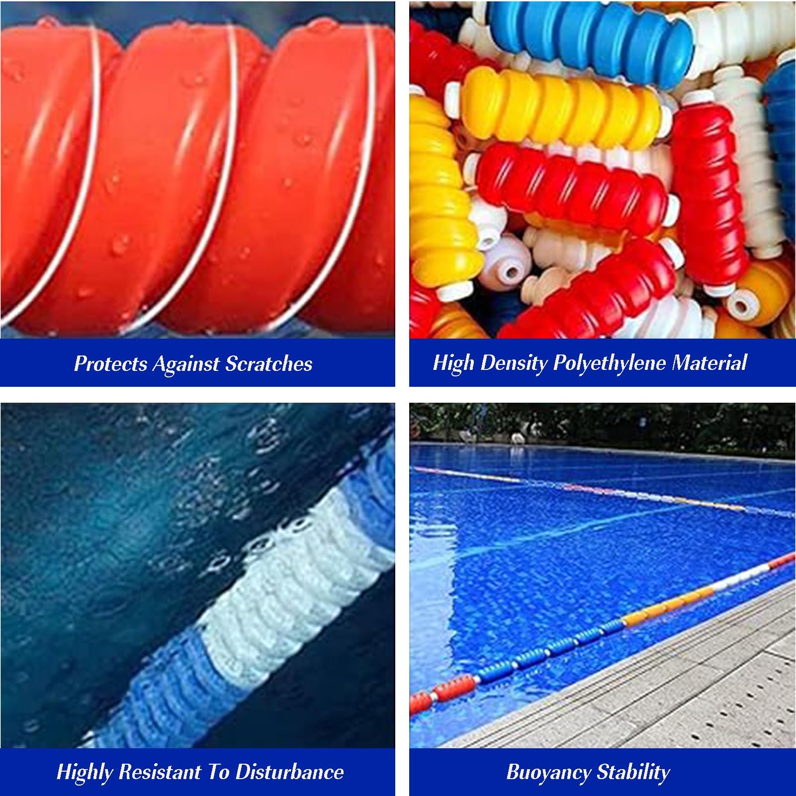 Corda divisoria di sicurezza per piscina, 18 m, kit di visibilità durevole per estremità basse e profonde, recinzione essenziale per piscina per una maggiore protezione
