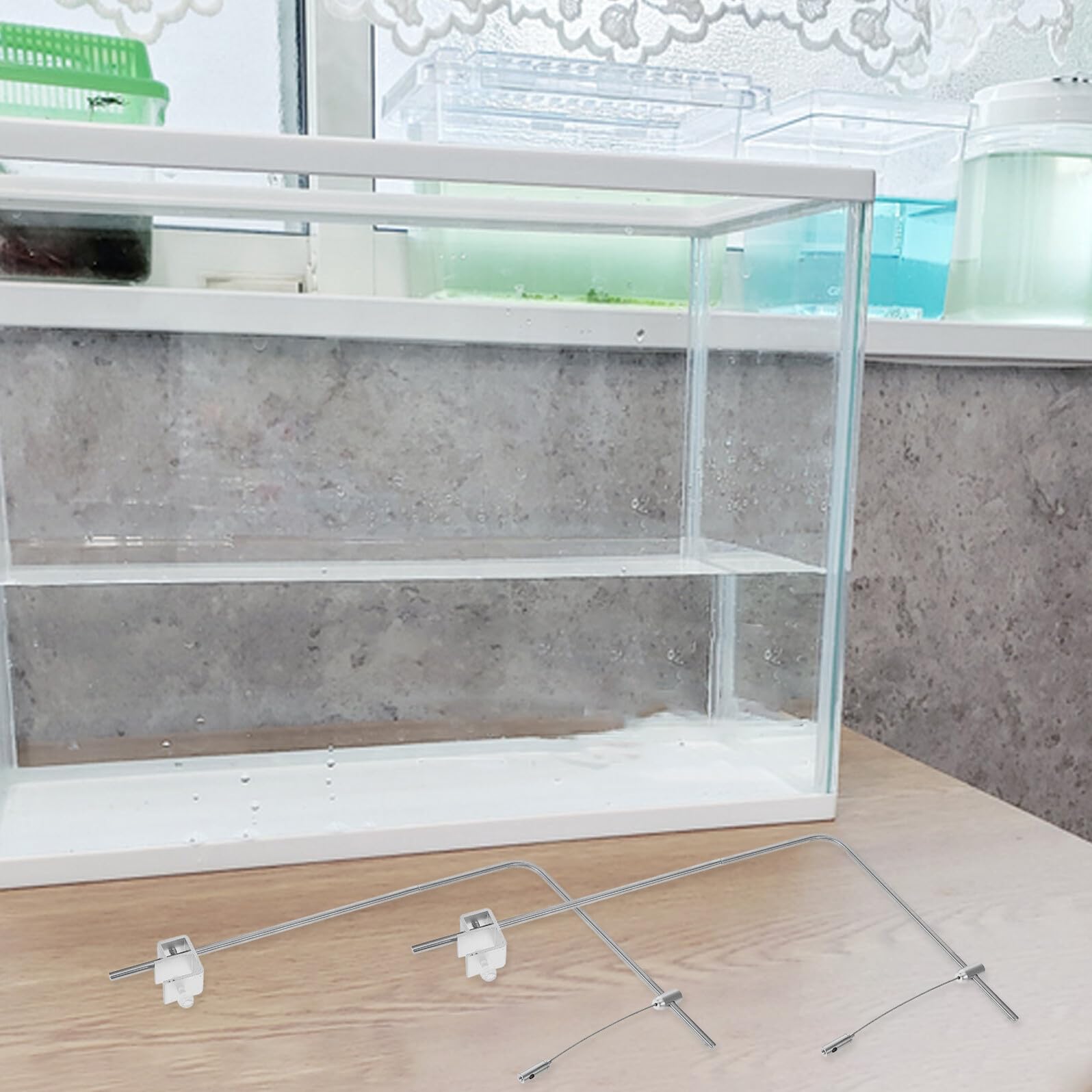Supporti per Luci per Acquari in Lega di Alluminio, Staffa per Sospensione Leggera Regolabile 25x40 Cm, Accessori per Illuminazione Acquario Marino di Acqua , Facile