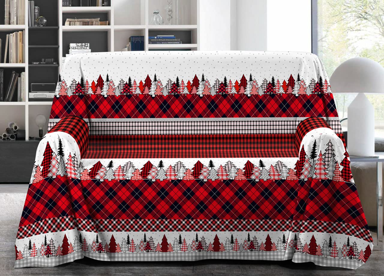 BIANCHERIAWEB Telo Arredo Granfoulard Copritutto Salvadivano 100% Cotone Disegno Renna Matrimoniale Renna