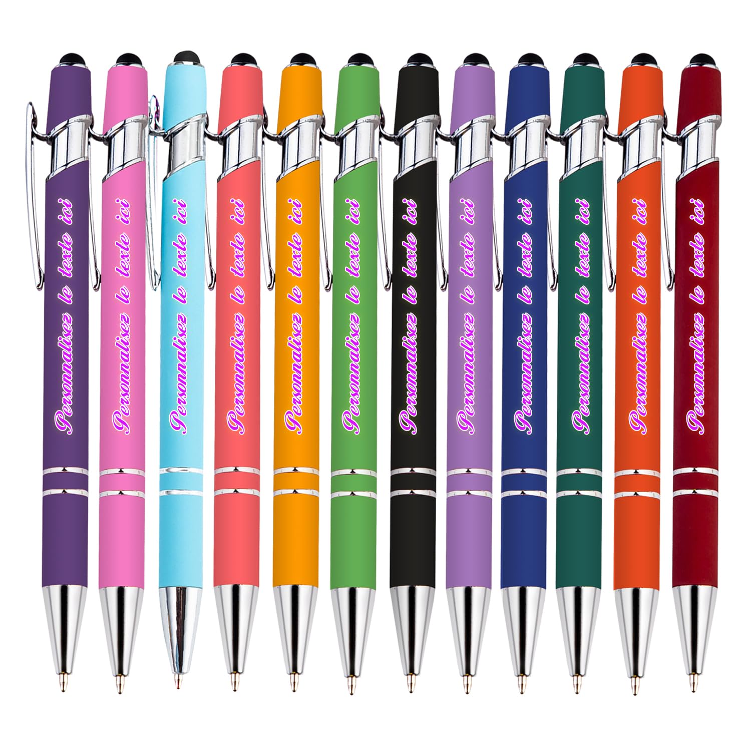 Stylos à bille personnalisés avec impression couleur, stylo à bille personnalisé avec vœux de mariage, de remise de diplôme d'anniversaire, stylo cadeau personnalisé, 96pièces