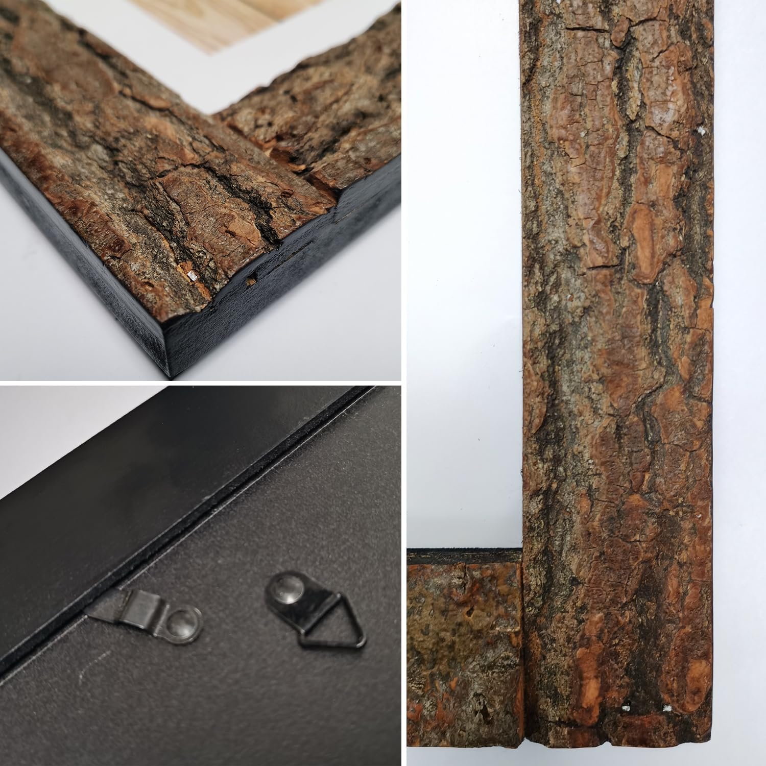 IKEREE 8x10 Rustic Picture Frames with Real Bark, Made of Natural Wood and Real Glass, Display Pictures for Tabletop or Wall Mounting.