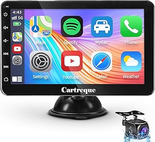 Portable Car Stereo Wireless Apple CarPlay Dash Mount & Android Auto, Drivemate, 7-Inch FHD Touchscreen Car Audio Receiver, Bluetooth Handsfree, Car Buddy, AHD Backup Camera, AUX/AV in/USB