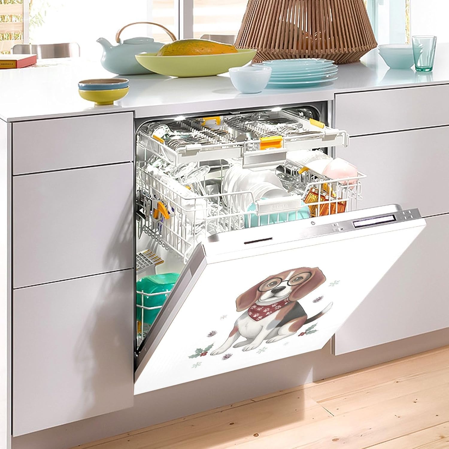 Dishwasher Magnet Cover Large Magnetic Stickers King Charles Dog Front Dishwasher Cover Reusable Decal for Home Kitchen Refrigerator Decorative Lid Washing Machine Laundry