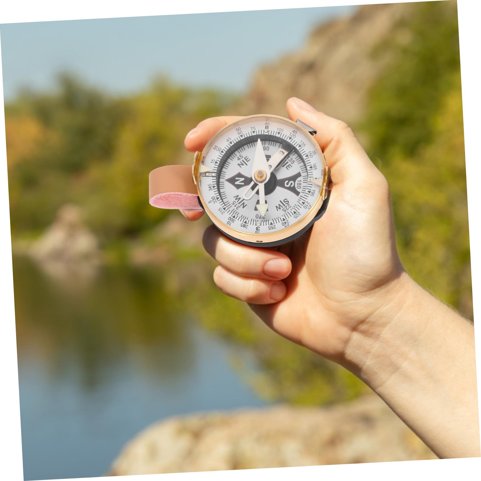 Mipcase orologio bussola navigazione con bussola equipaggiamento da campeggio attrezzatura da campeggio orientamento bussola da escursionismo portatile bussola russa portatile pelle
