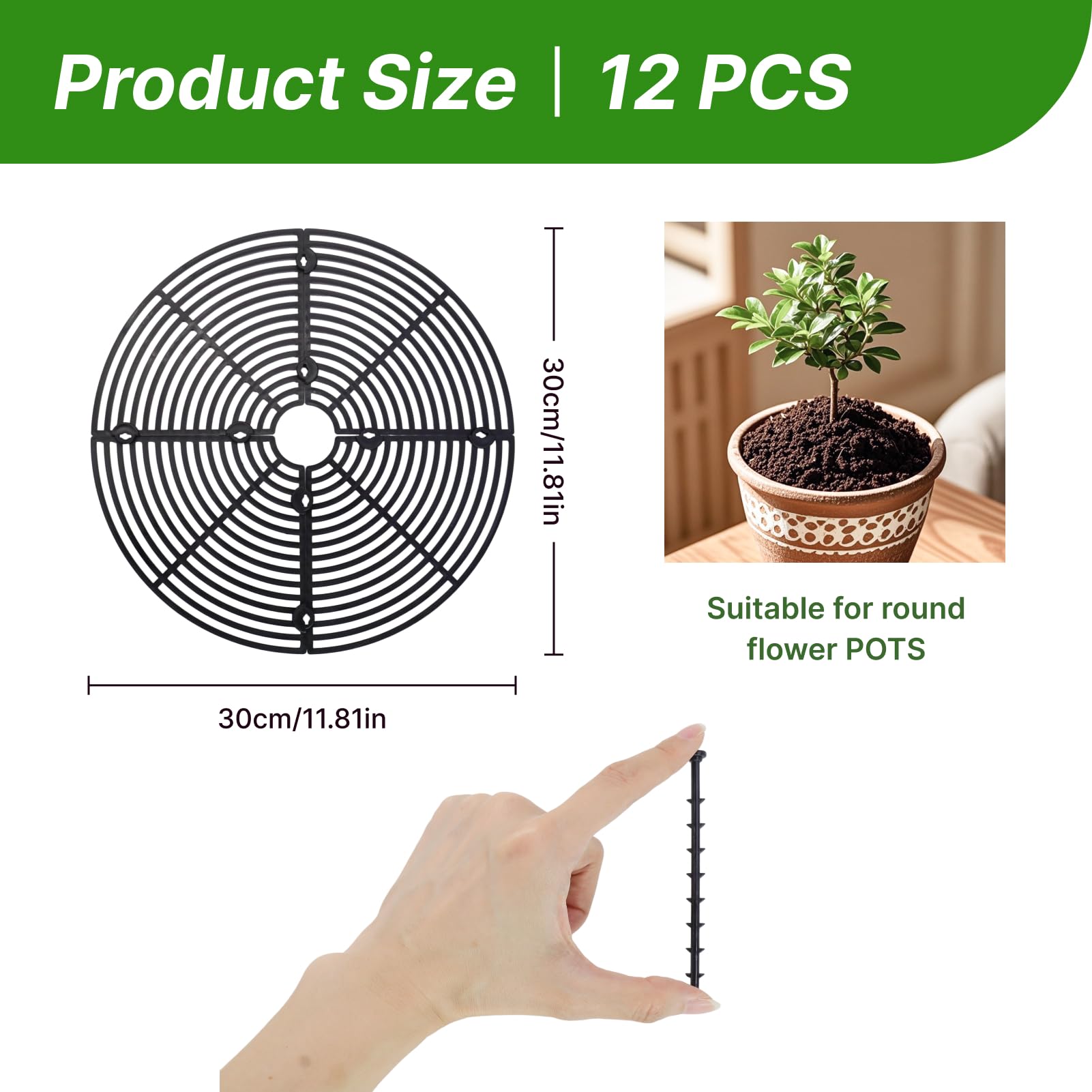 2 Pièces Plant Pot Protection Grids, 30 cm Grille de Protection pour Plantes en Pot, Ajustable Jusqu’à avec Boulons en Plastique ABS, Grille Anti Chat et Cache Plante Intérieur