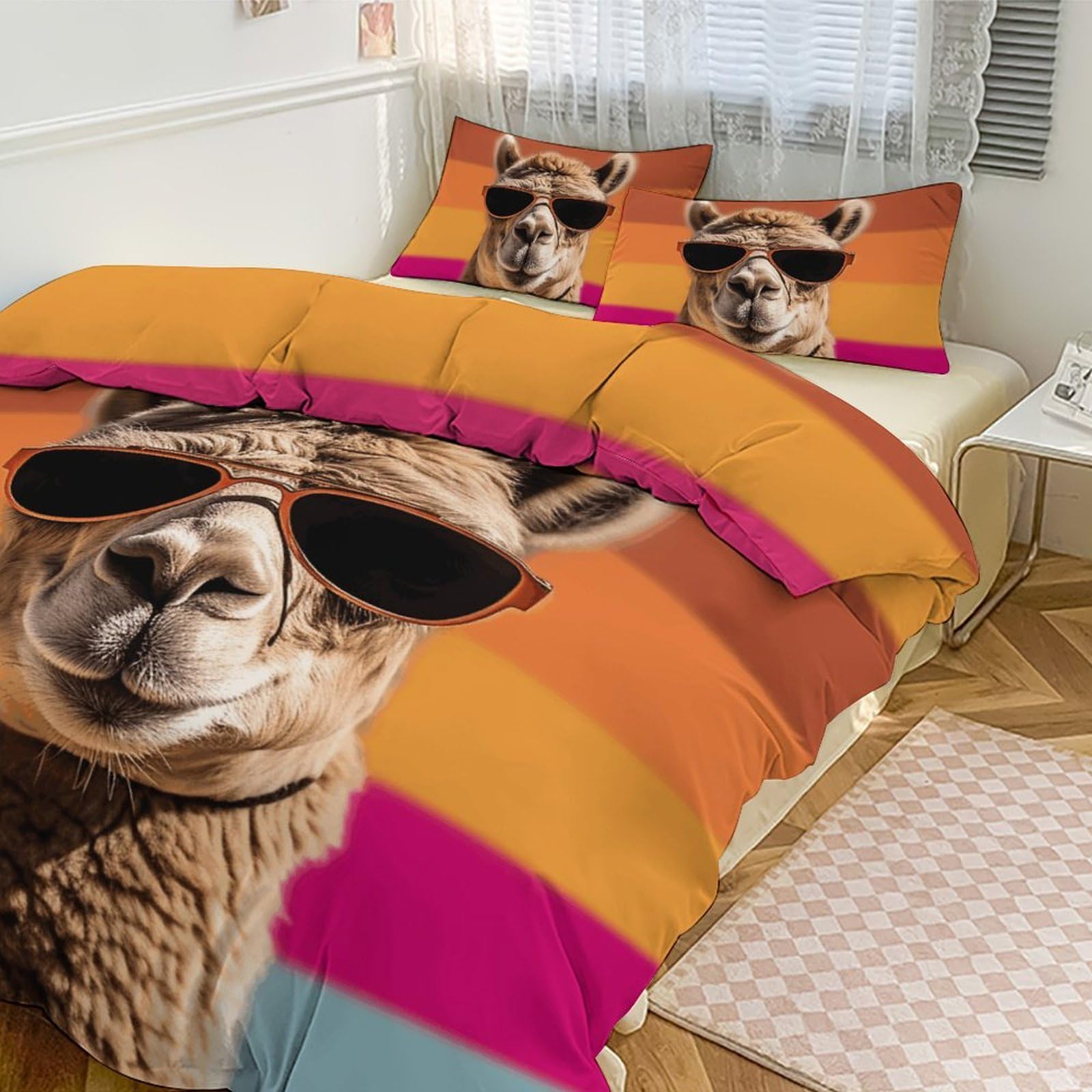 Housse de couette pour grand lit respirante parure chameau