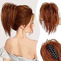 Vista 1 de HMD Moño desordenado con clip de garra, moño ondulado y rizado para mujer, extensiones de cabello despeinado, moño recogido, clip de garra