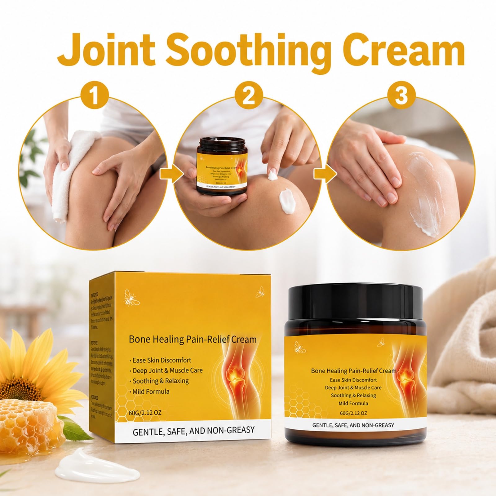 Crema de masaje corporal con veneno de abeja y condroitina para espalda, rodillas, manos, cuello y pies，(3pcs)