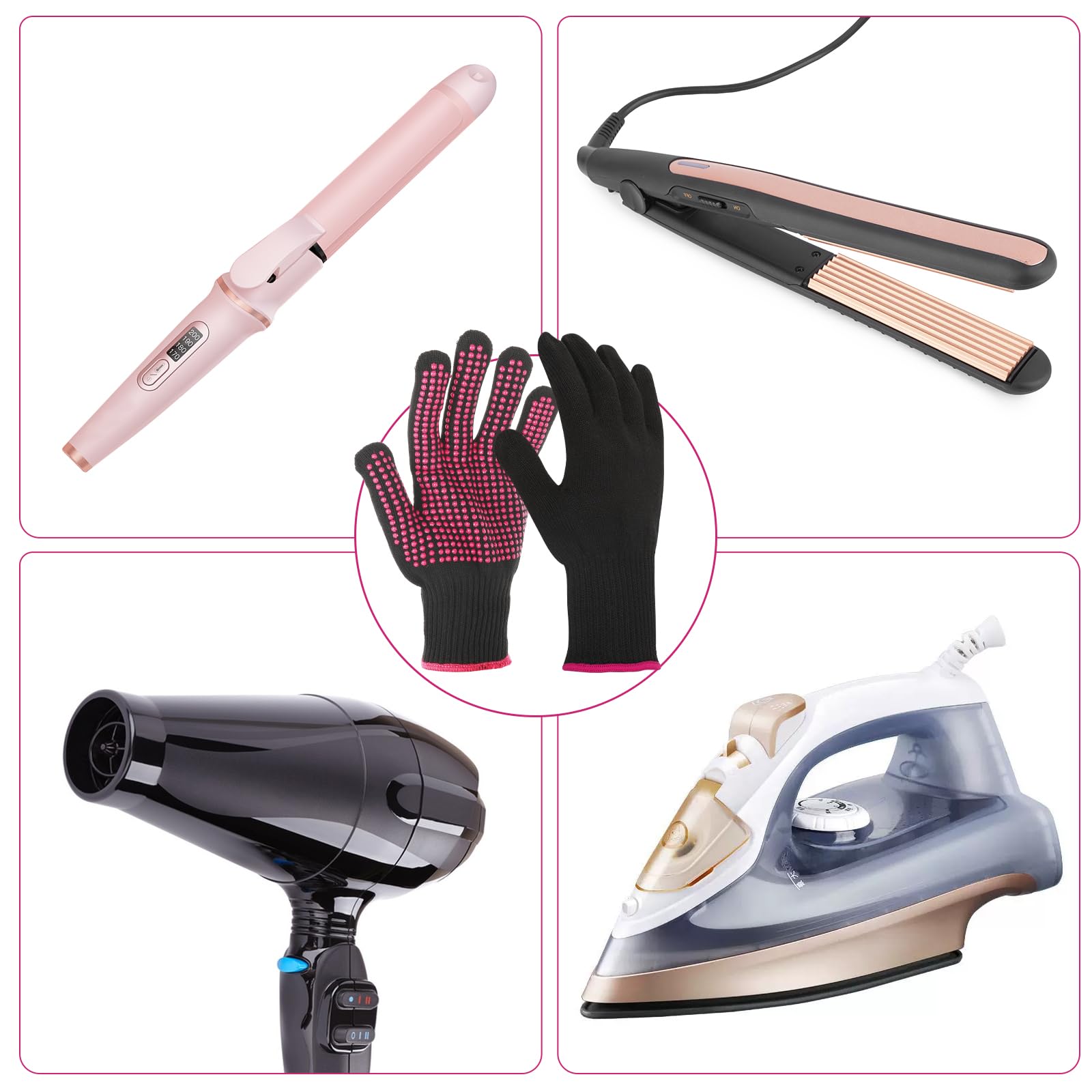 Dimeho Lot de 2 gants professionnels résistants à la chaleur pour coiffure et protection contre la chaleur